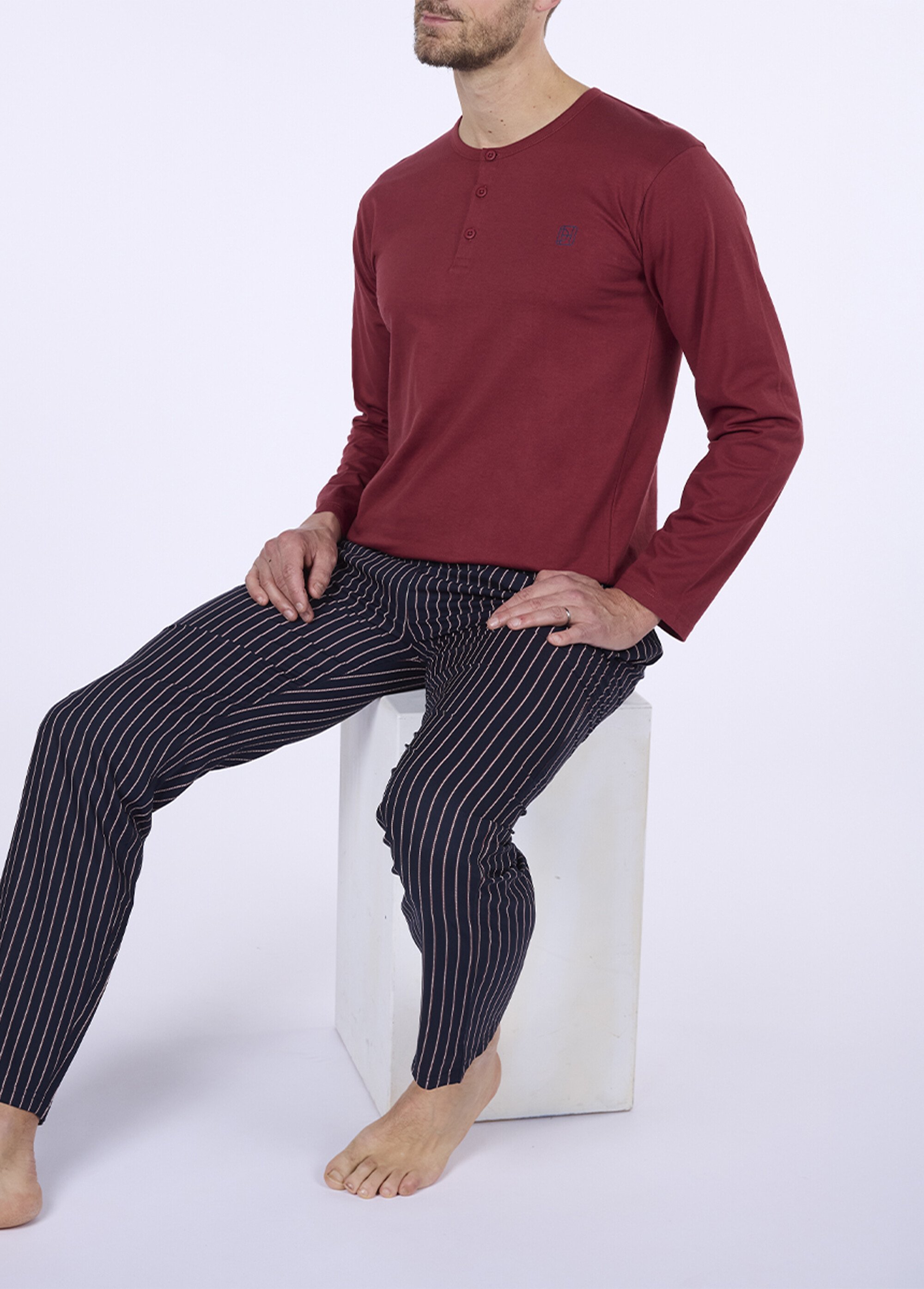 Pyjama homme 2 pièces thème rayures Homme Rouge CTMHH.INE.PY MV1