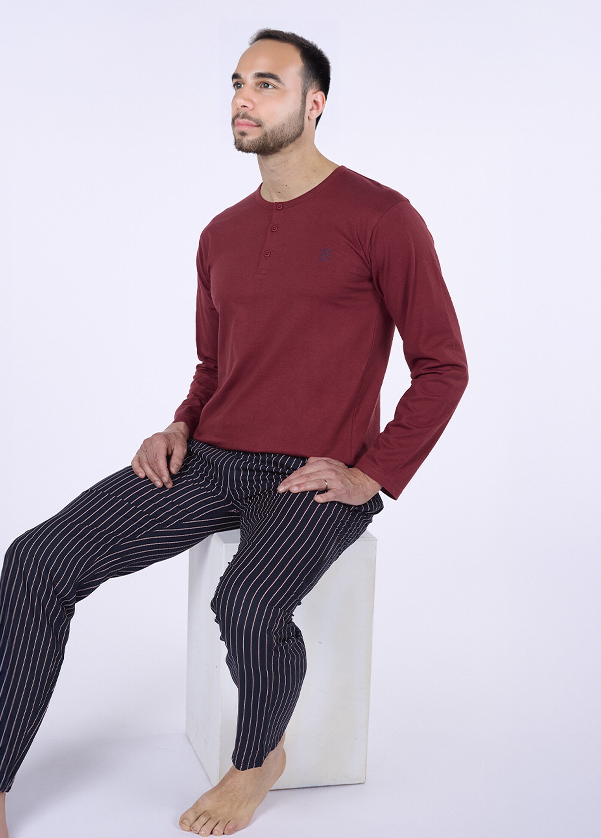 Pyjama homme 2 pièces thème rayures