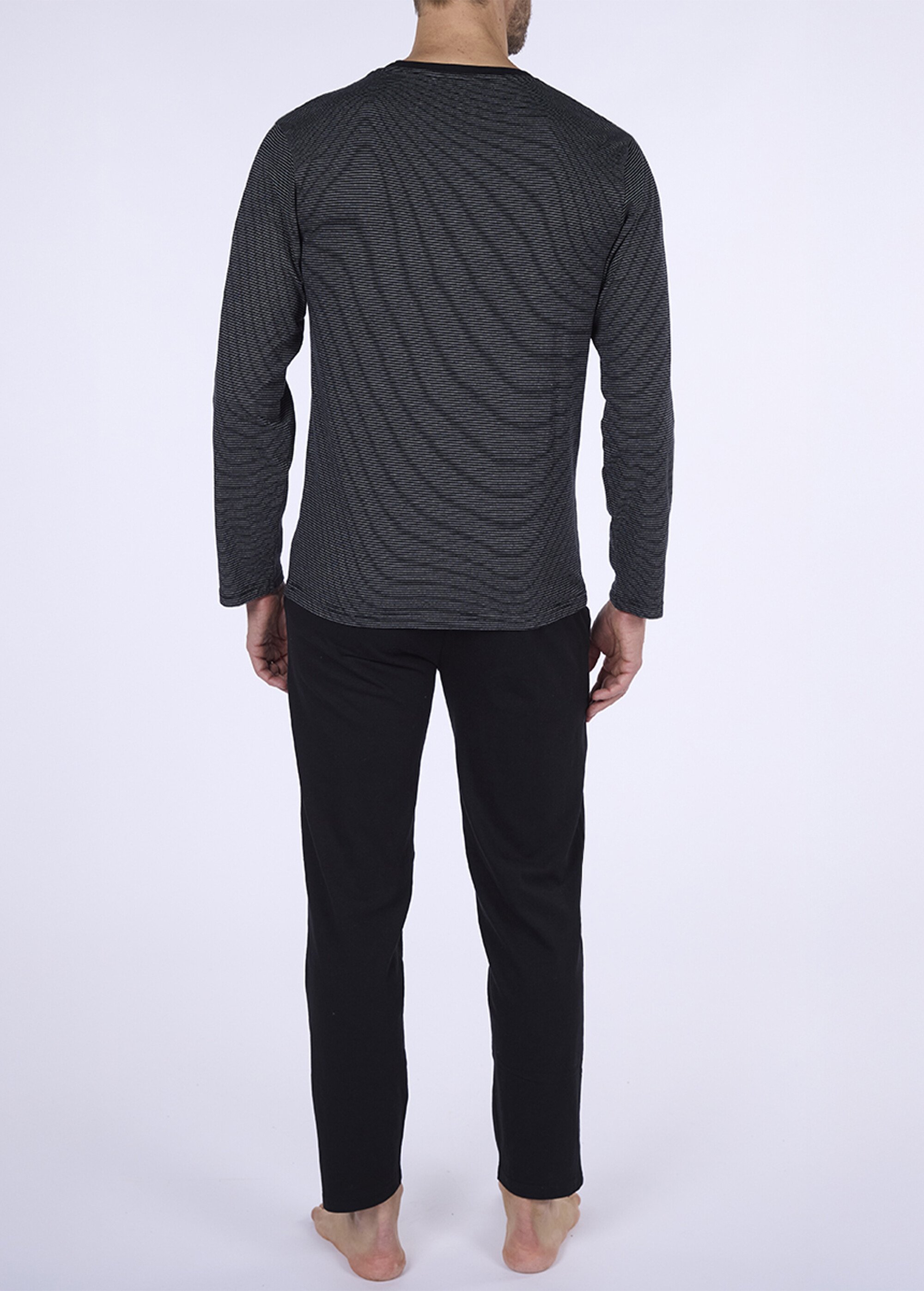 Pyjama long 2 pièces coton haut rayé Homme Gris CTMHH.NIG.PY2 DO1