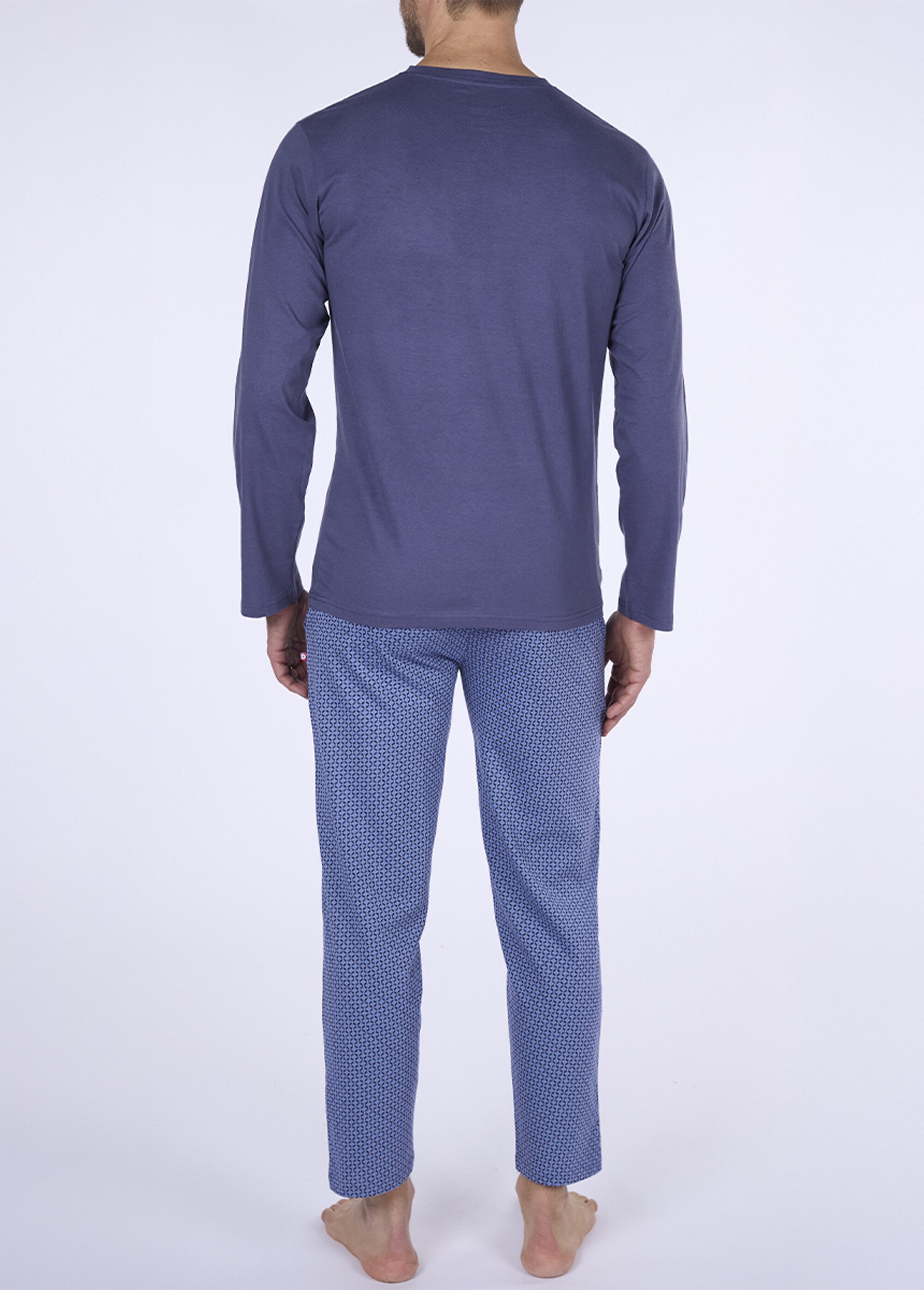 Pyjama long 2 pièces coton petits motifs Homme Bleu CTMDH.HERI.PY DO1