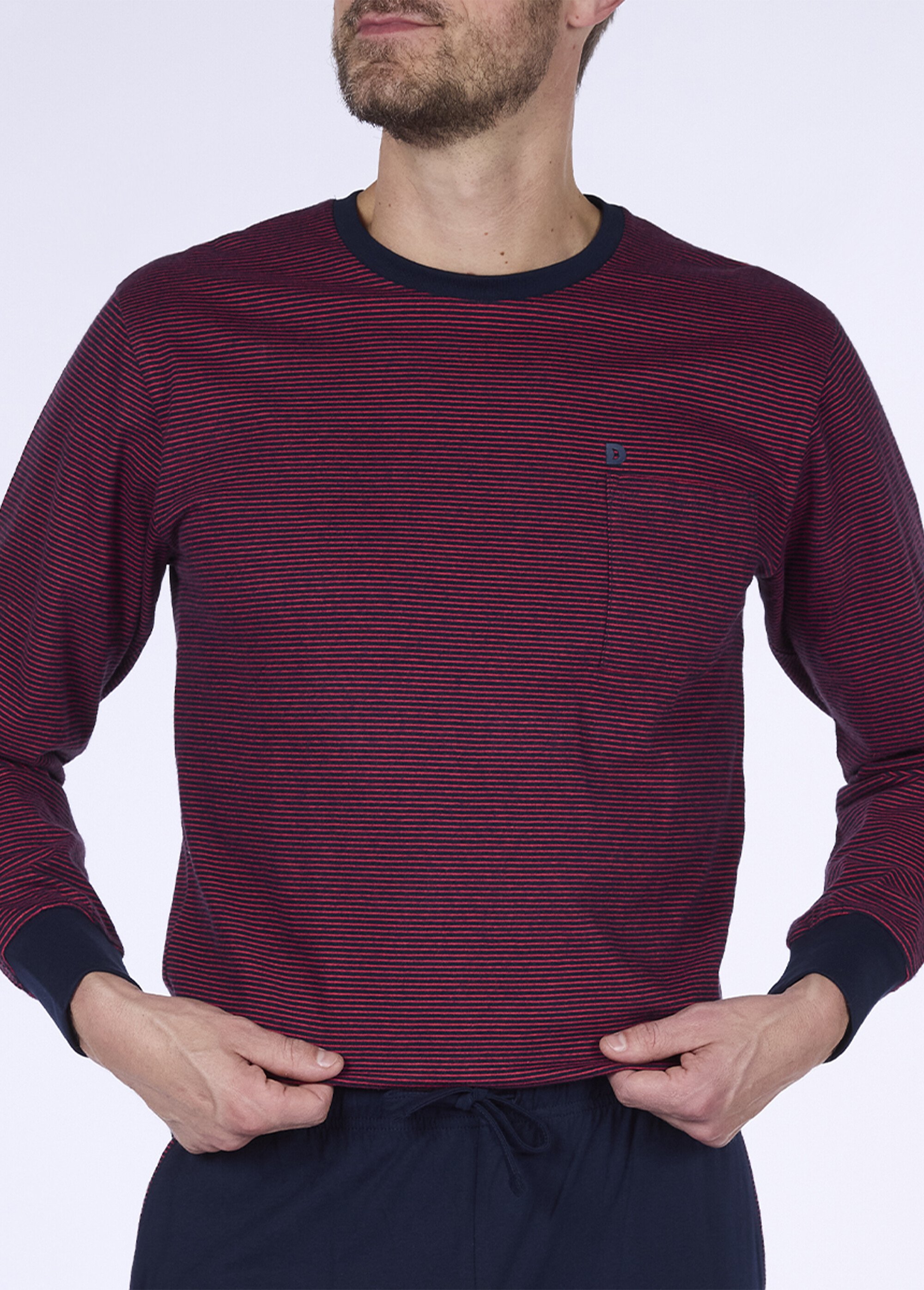 Pyjama long 2 pièces jersey thème rayé Homme Rouge CTMDH.HARMOPYK2 DE1