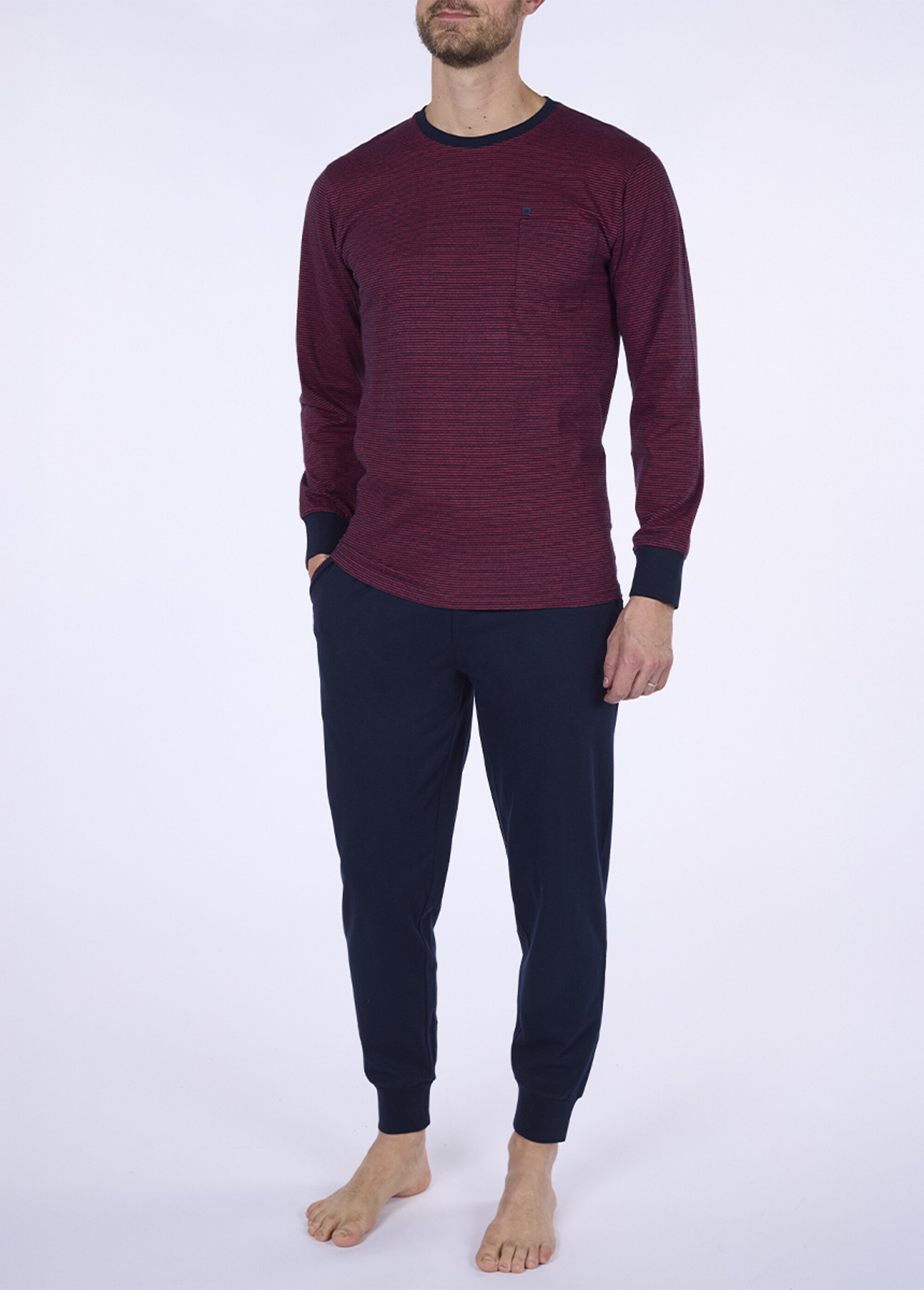 Pyjama long 2 pièces jersey thème rayé Homme Rouge CTMDH.HARMOPYK2 FA1
