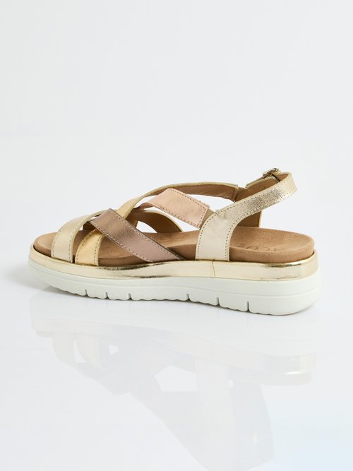 Sandales multibrides compensées grande largeur Femme Doré OBAMBA DO1