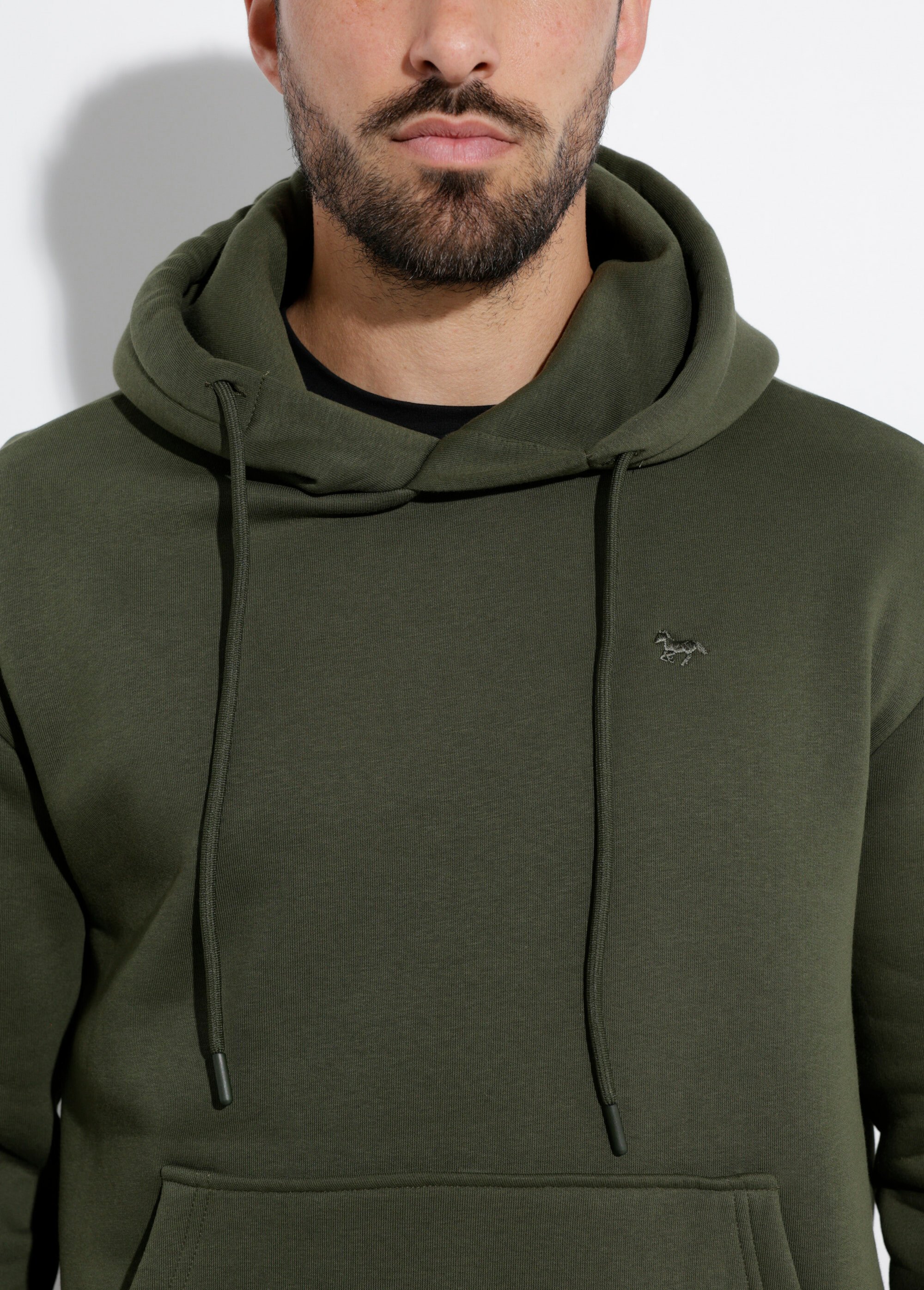 Sweat molleton à capuche poche kangourou Vert STI24018 DE1