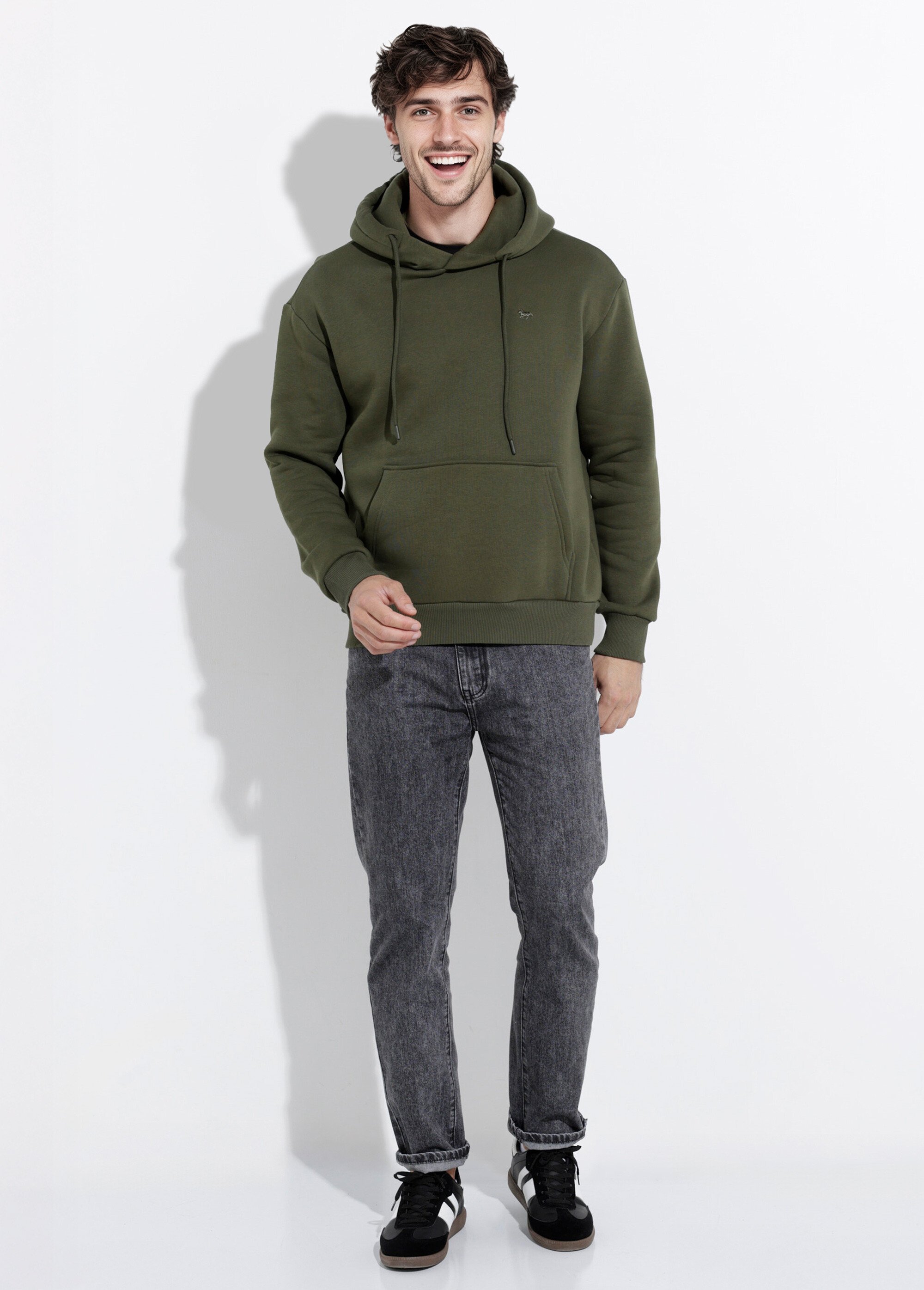 Sweat molleton à capuche poche kangourou Vert STI24018 SF1