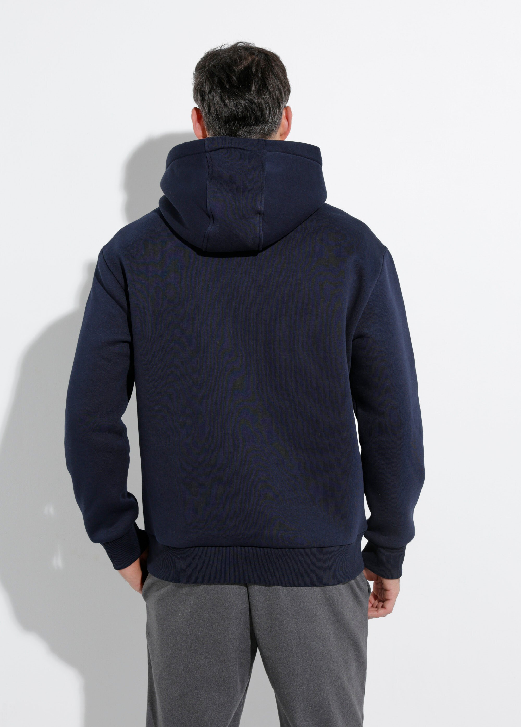 Sweat molleton à capuche poche kangourou Bleu STI24018 DO1