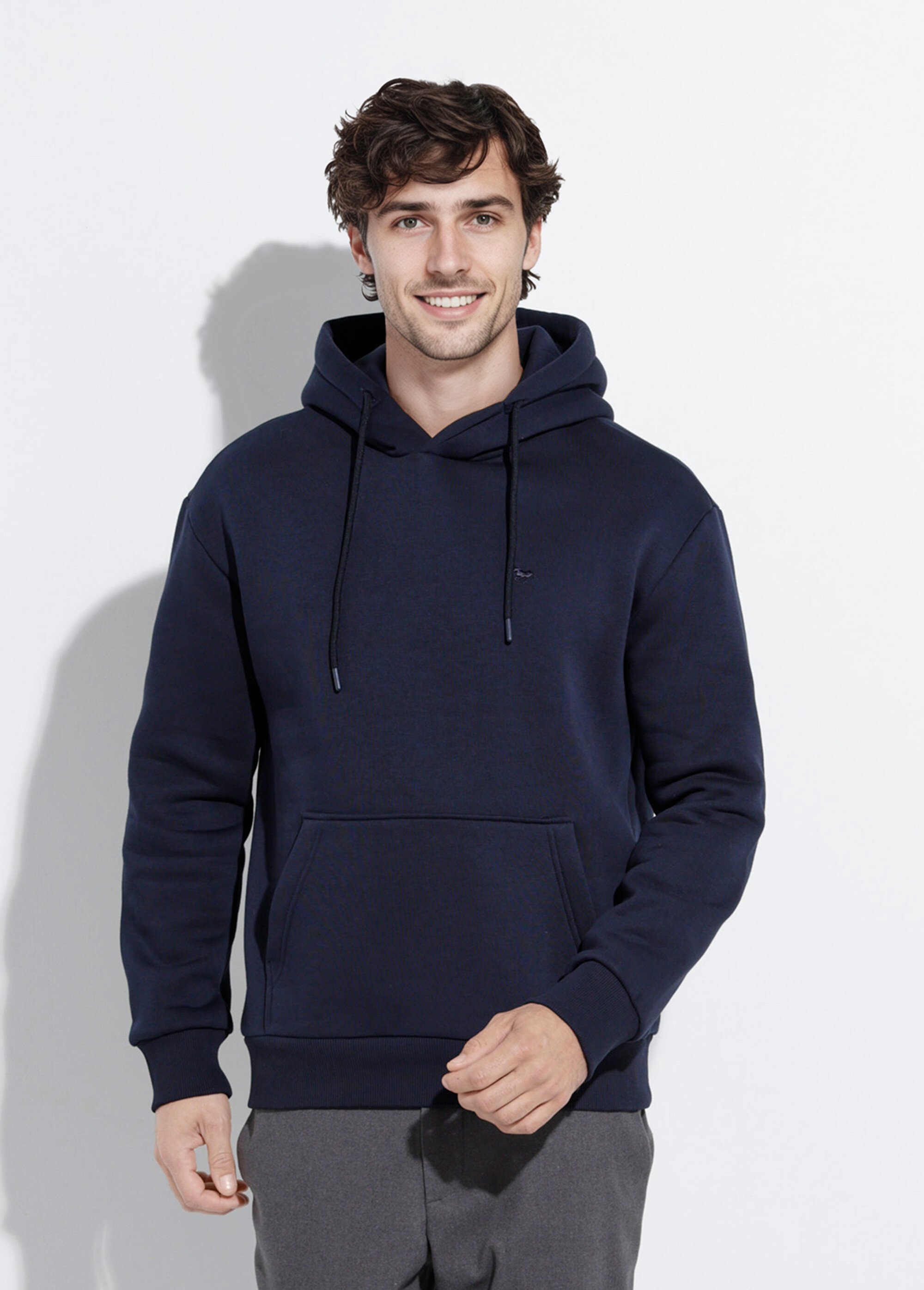 Sweat molleton à capuche poche kangourou Bleu STI24018 FA1