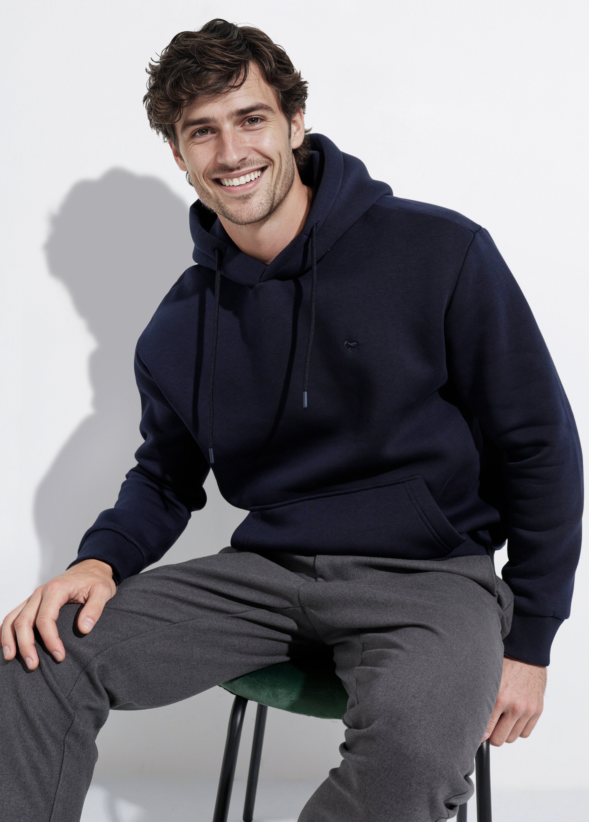 Sweat molleton à capuche poche kangourou Bleu STI24018 MV1