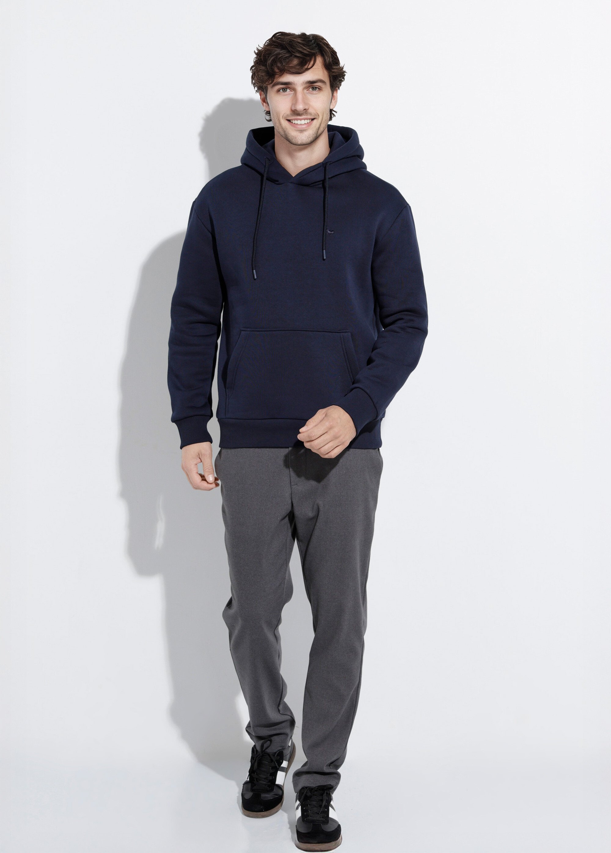 Sweat molleton à capuche poche kangourou Bleu STI24018 SF1