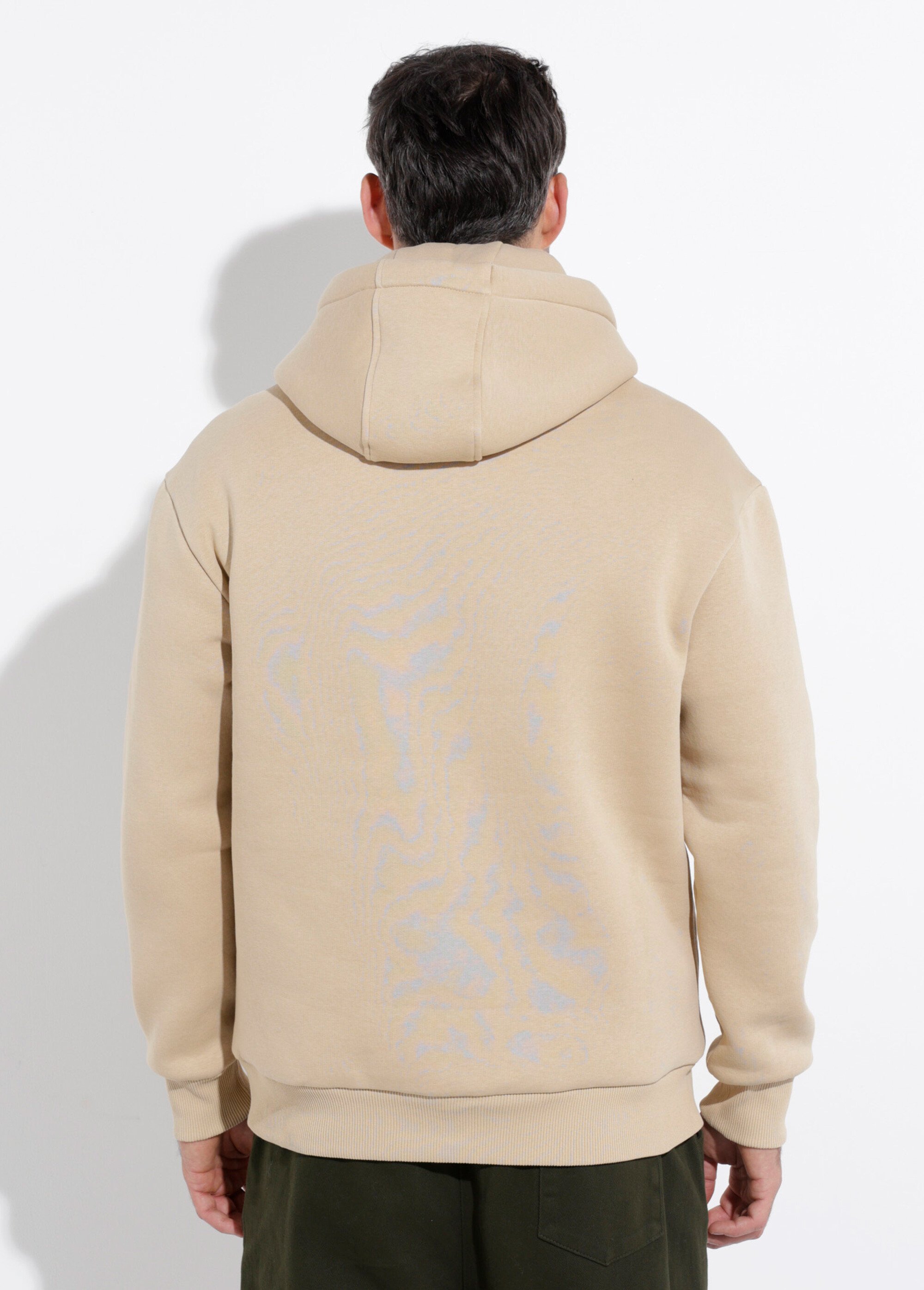 Sweat molleton à capuche poche kangourou Beige STI24018 DO1