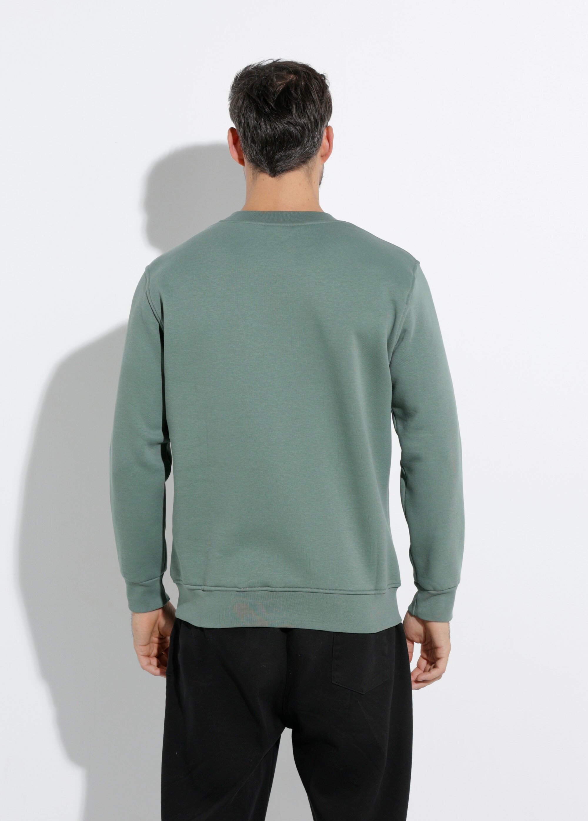 Sweat shirt en molleton à col rond Vert MAX6507 DO1