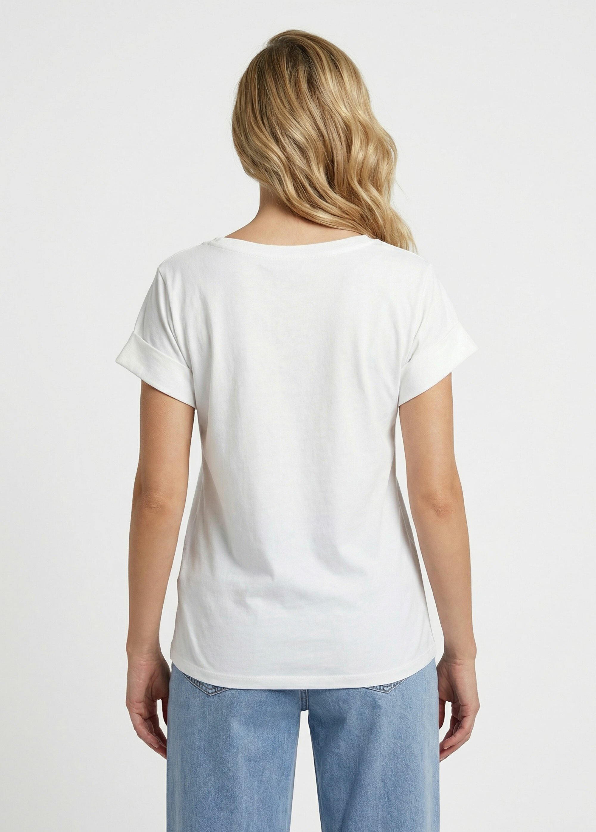 T-shirt col rond motif fluo Sunshine Femme Blanc AMI-OTK17111 DO1