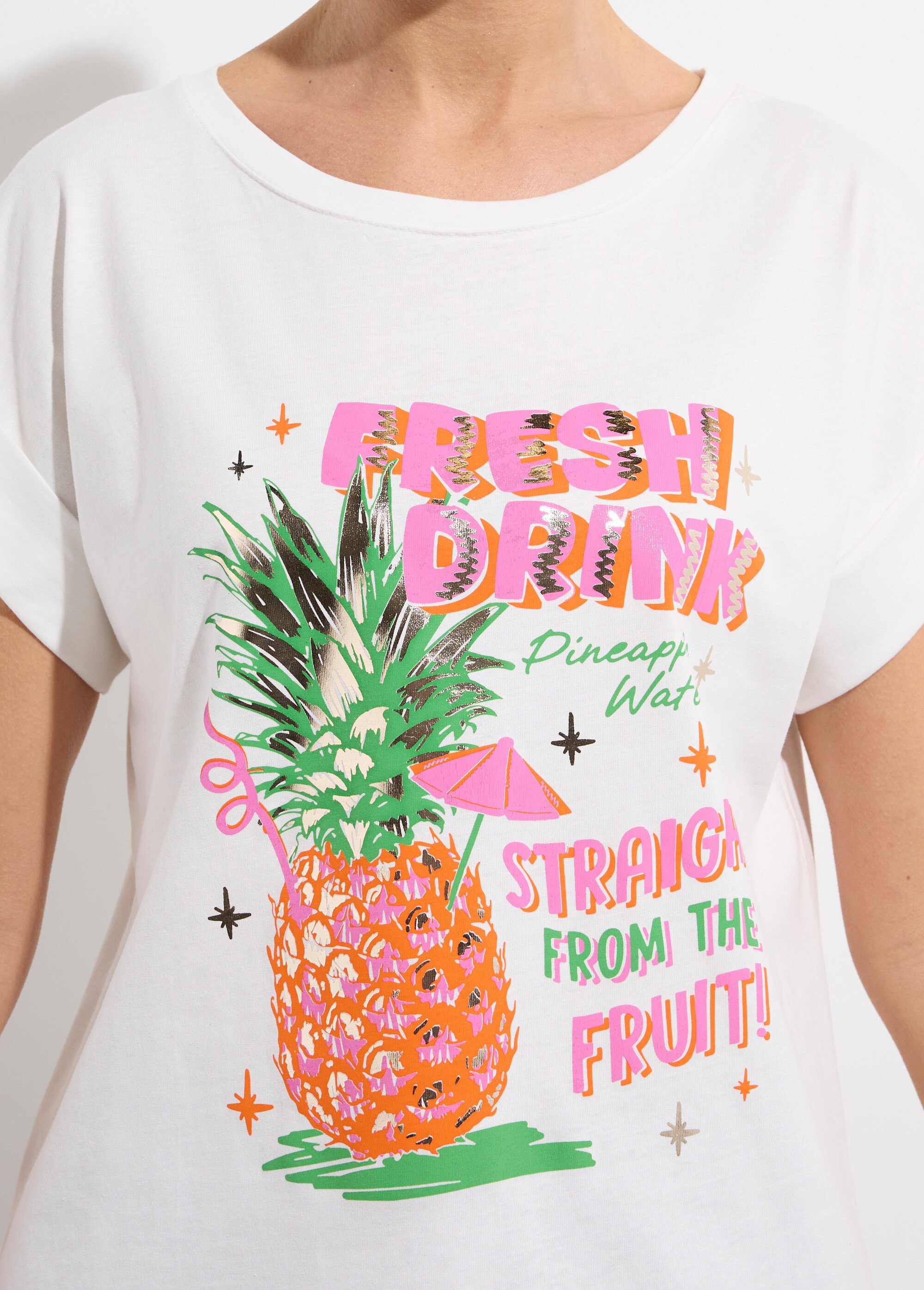T-shirt col rond sérigraphie Pineapple