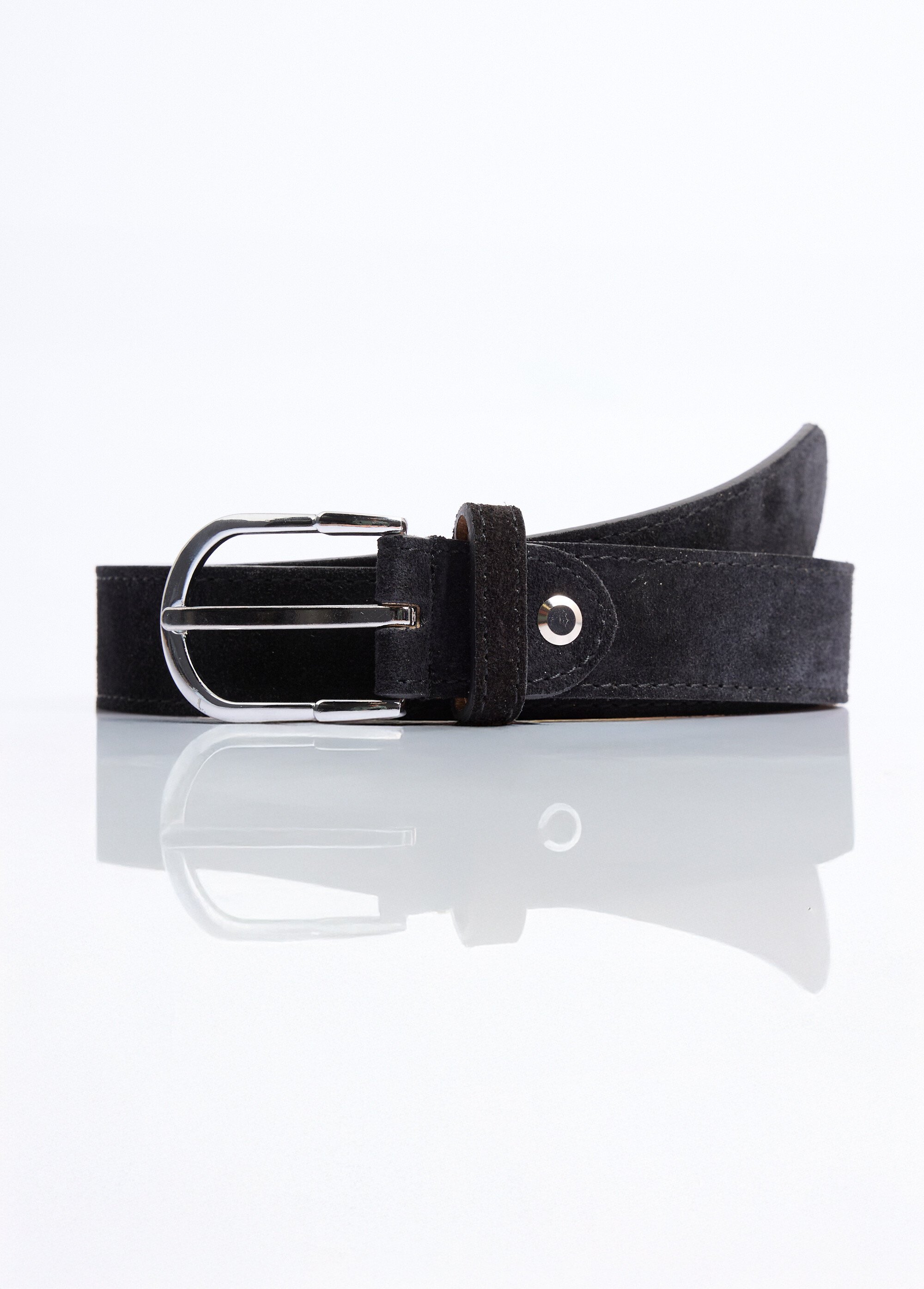 Ceinture fine cuir suédé boucle arrondie