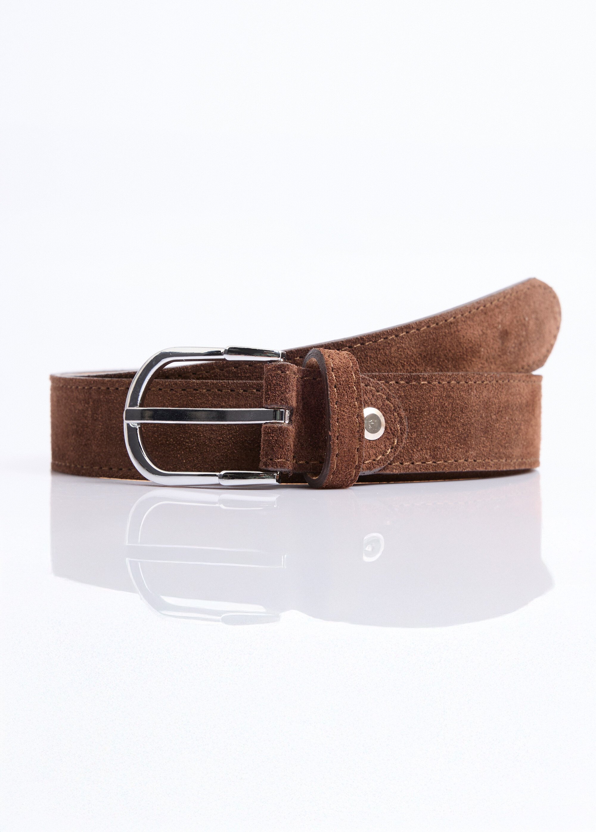 Ceinture fine cuir suédé boucle arrondie