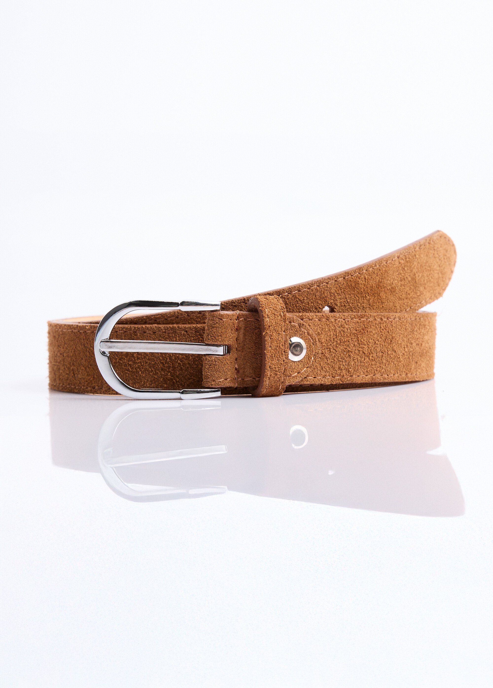 Ceinture fine cuir suédé boucle arrondie