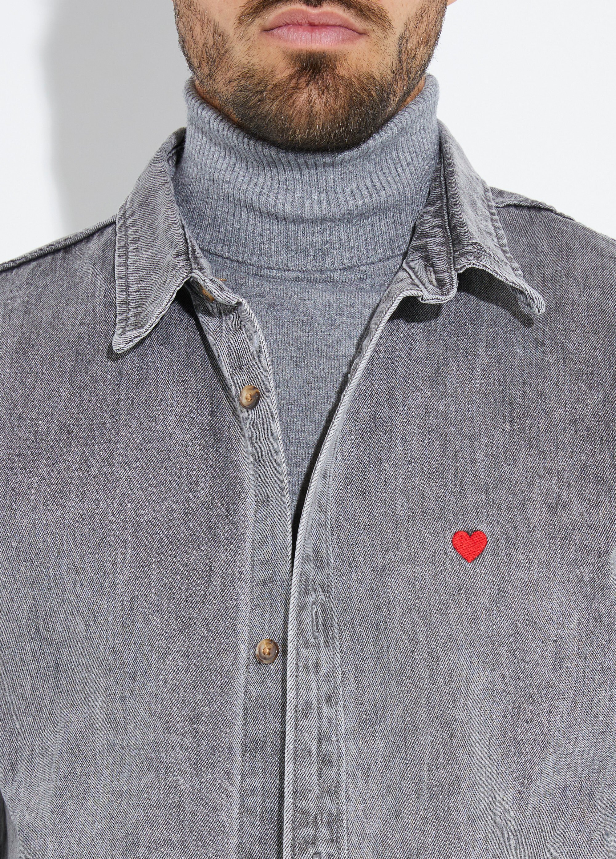 Chemise en denim épais délavé