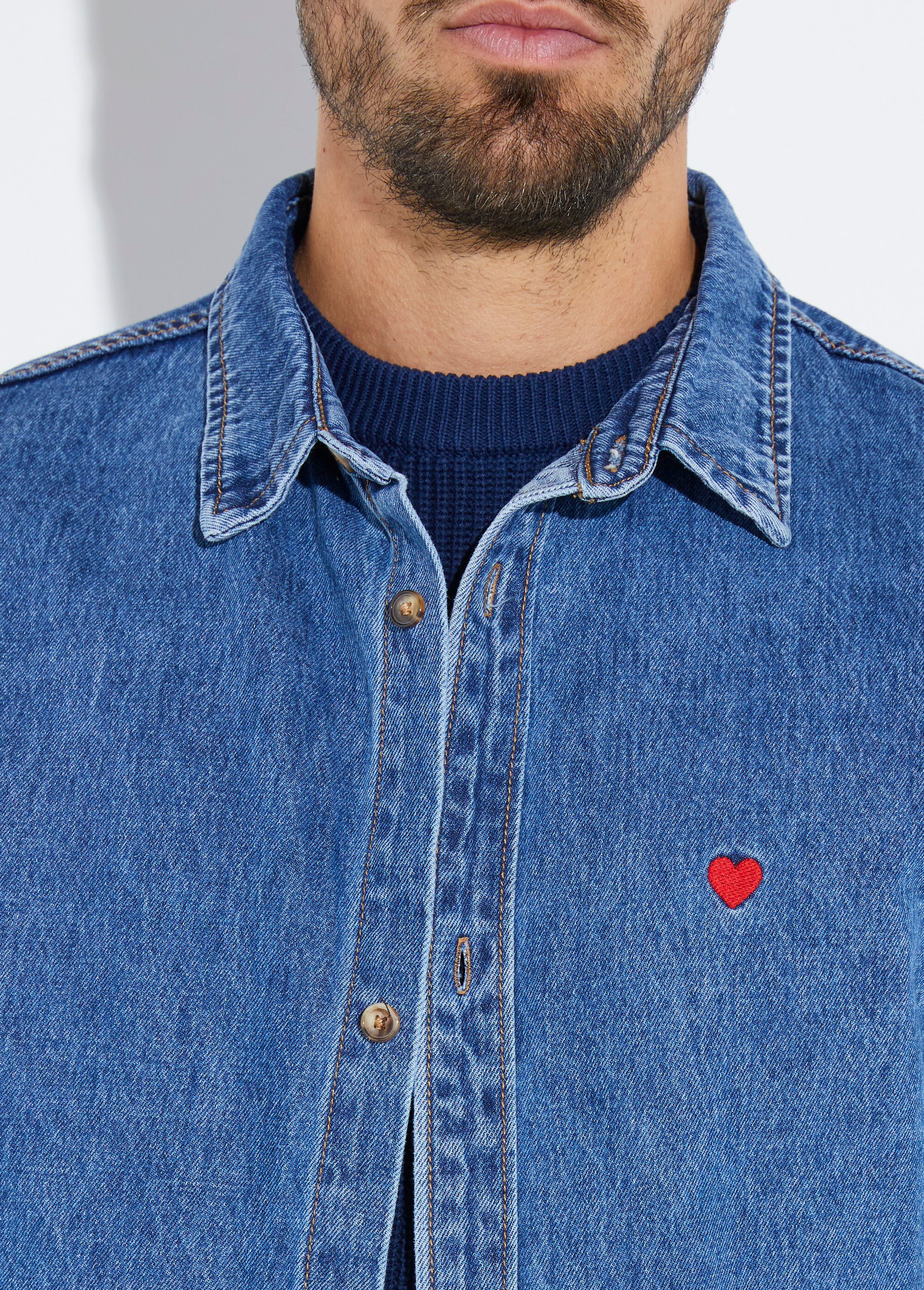 Chemise en jean en denim épais stone