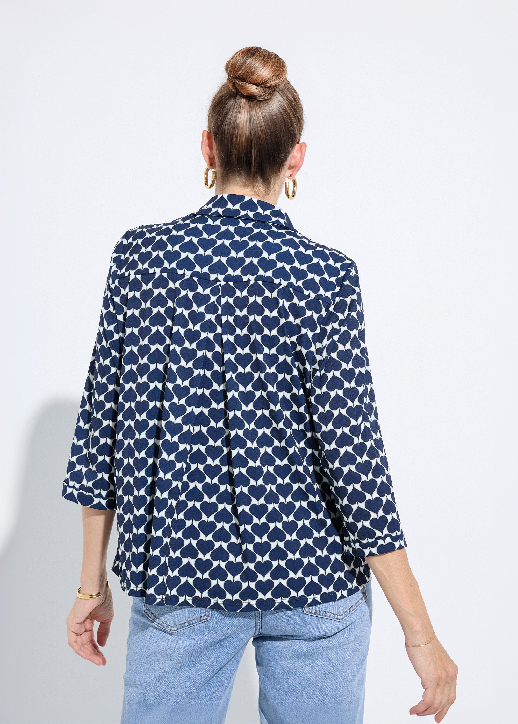 Chemisier fluide coeurs et col tailleur Femme Bleu FI-LOUISACOEUR DO1