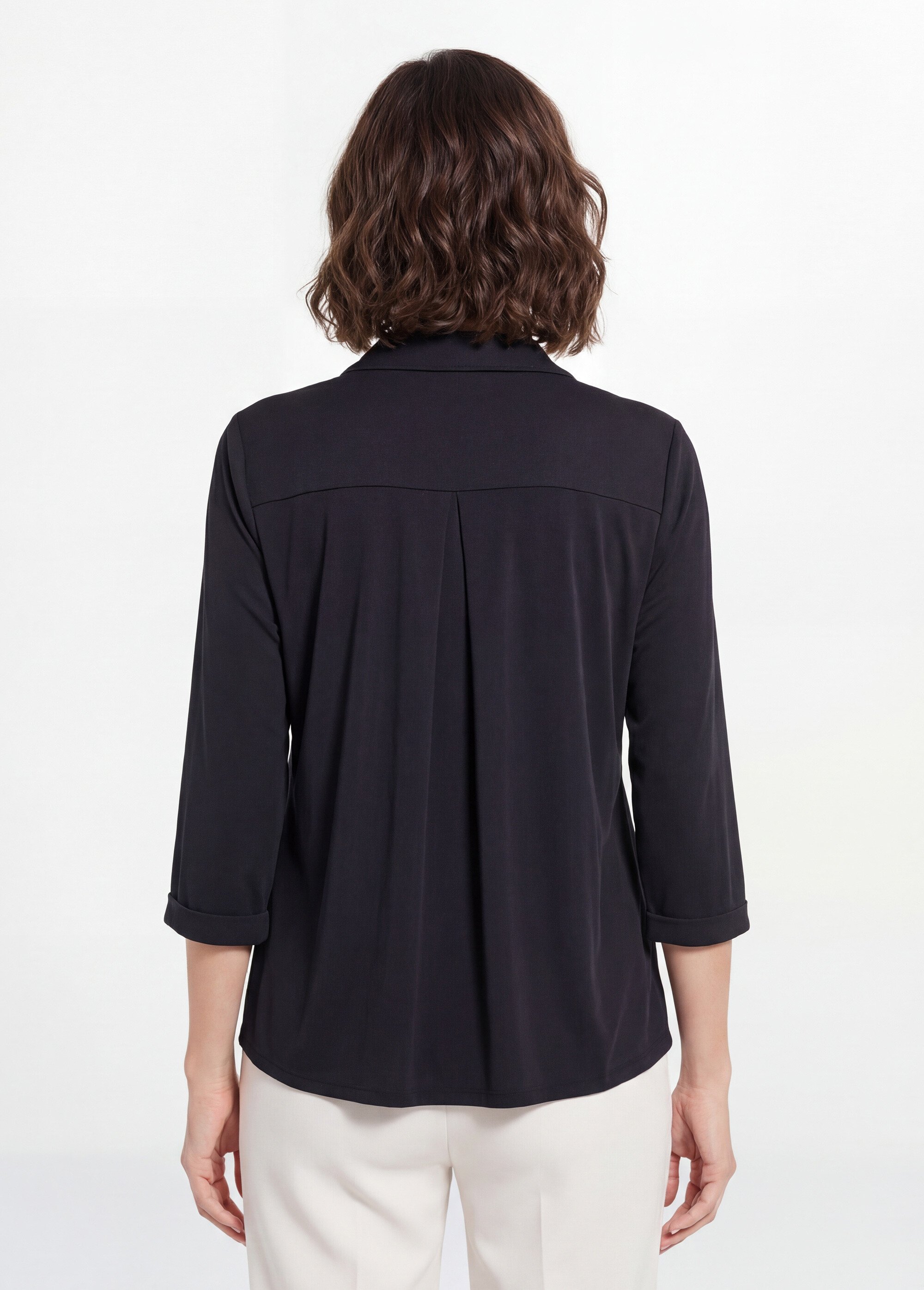Chemisier fluide uni avec col tailleur
