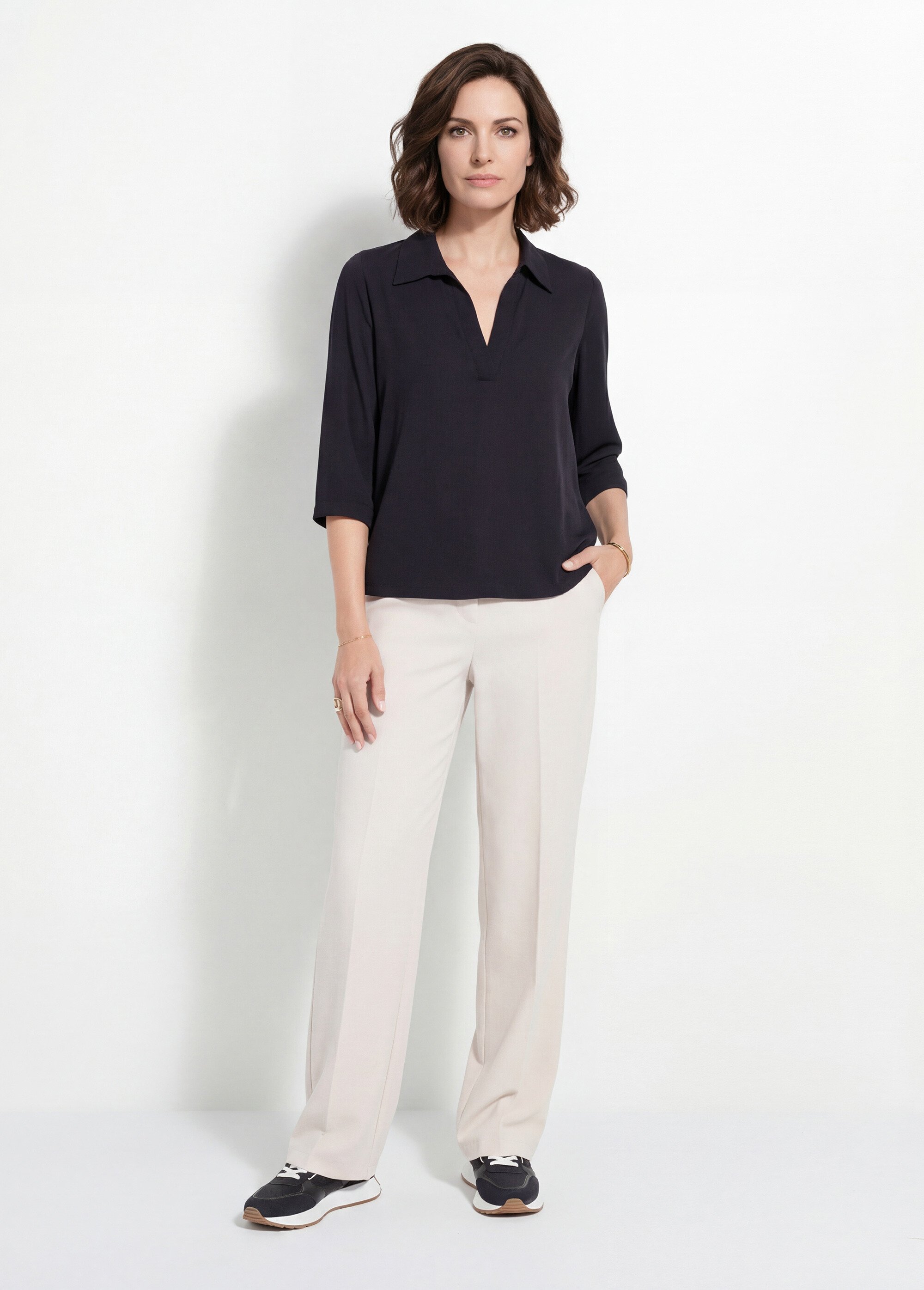Chemisier fluide uni avec col tailleur Femme UNI NOIR FI-LOUISA SI1
