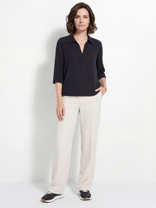 Chemisier fluide uni avec col tailleur Femme UNI NOIR FI-LOUISA SI1