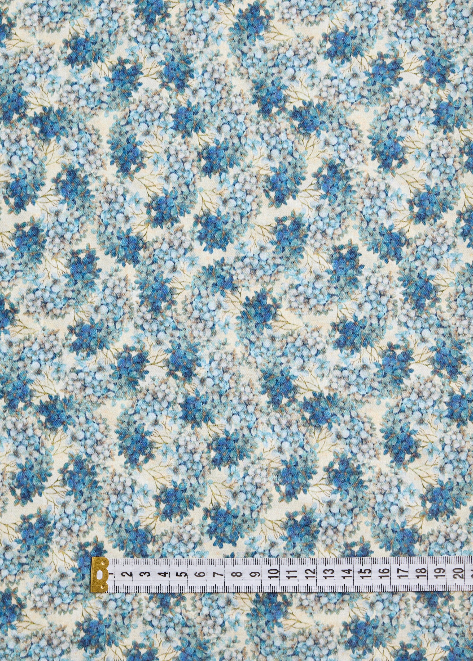Coupon tissu motif fleuri 1B BLEU COT96829-7 DE1
