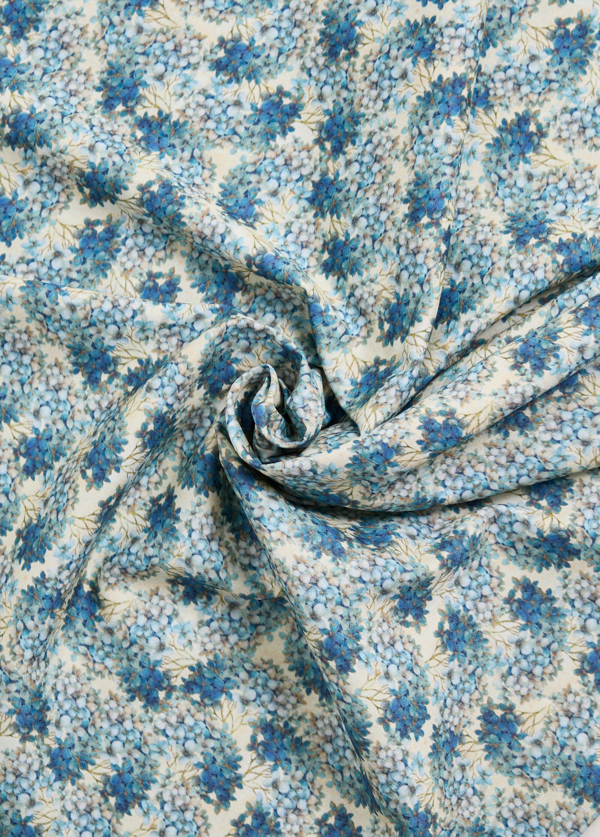 Coupon tissu motif fleuri 1B BLEU COT96829-7 FA1