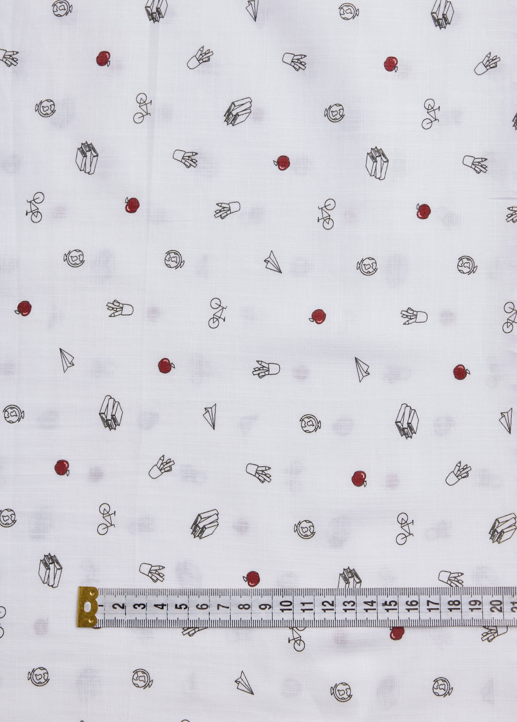 Coupon tissu noir et blanc, thème objets BLANC COT96829-6 DE1