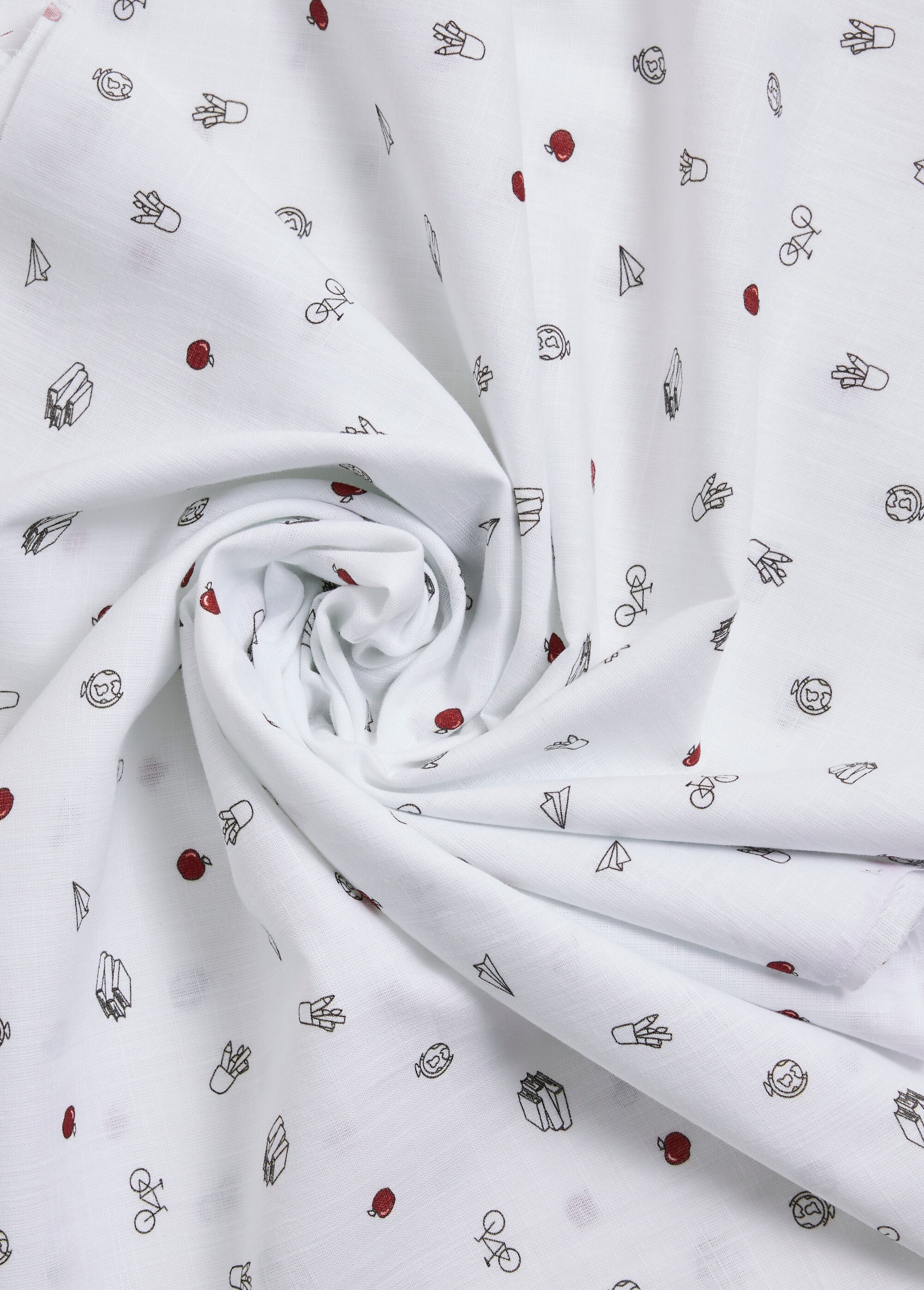 Coupon tissu noir et blanc, thème objets BLANC COT96829-6 FA1