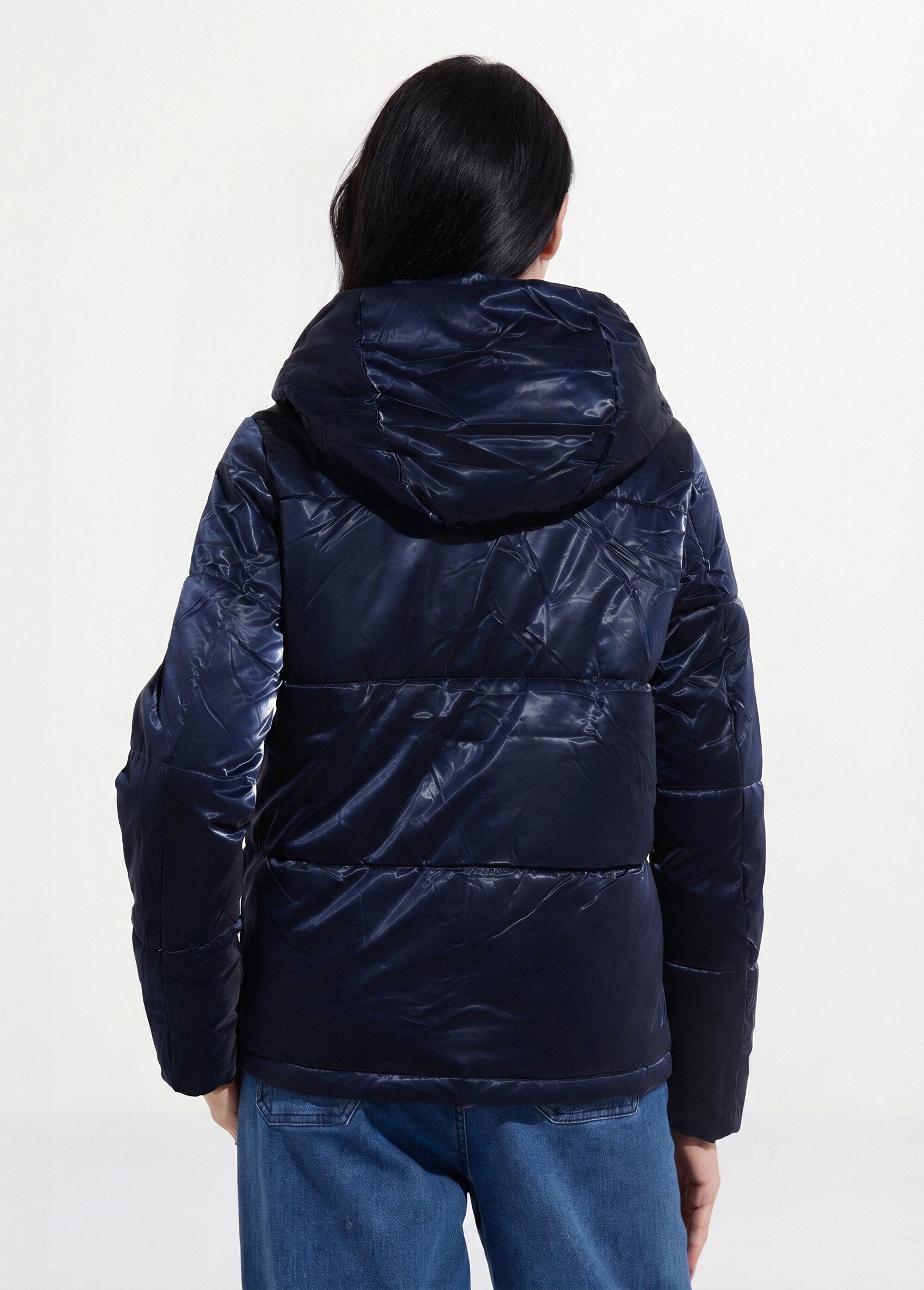 Doudoune courte déperlante irisée Femme Bleu LJ-23063 DO1