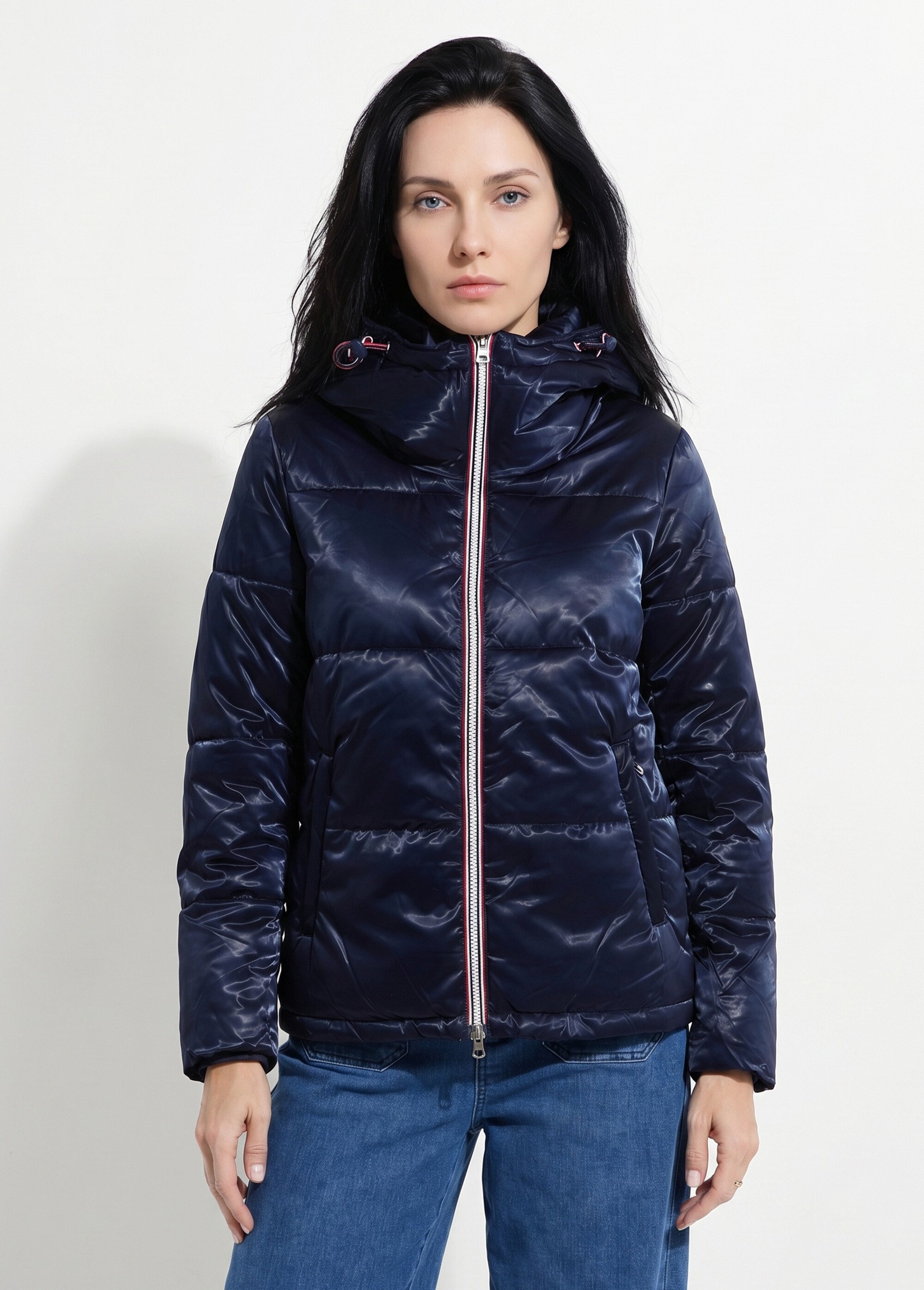 Doudoune courte déperlante irisée Femme Bleu LJ-23063 FA1