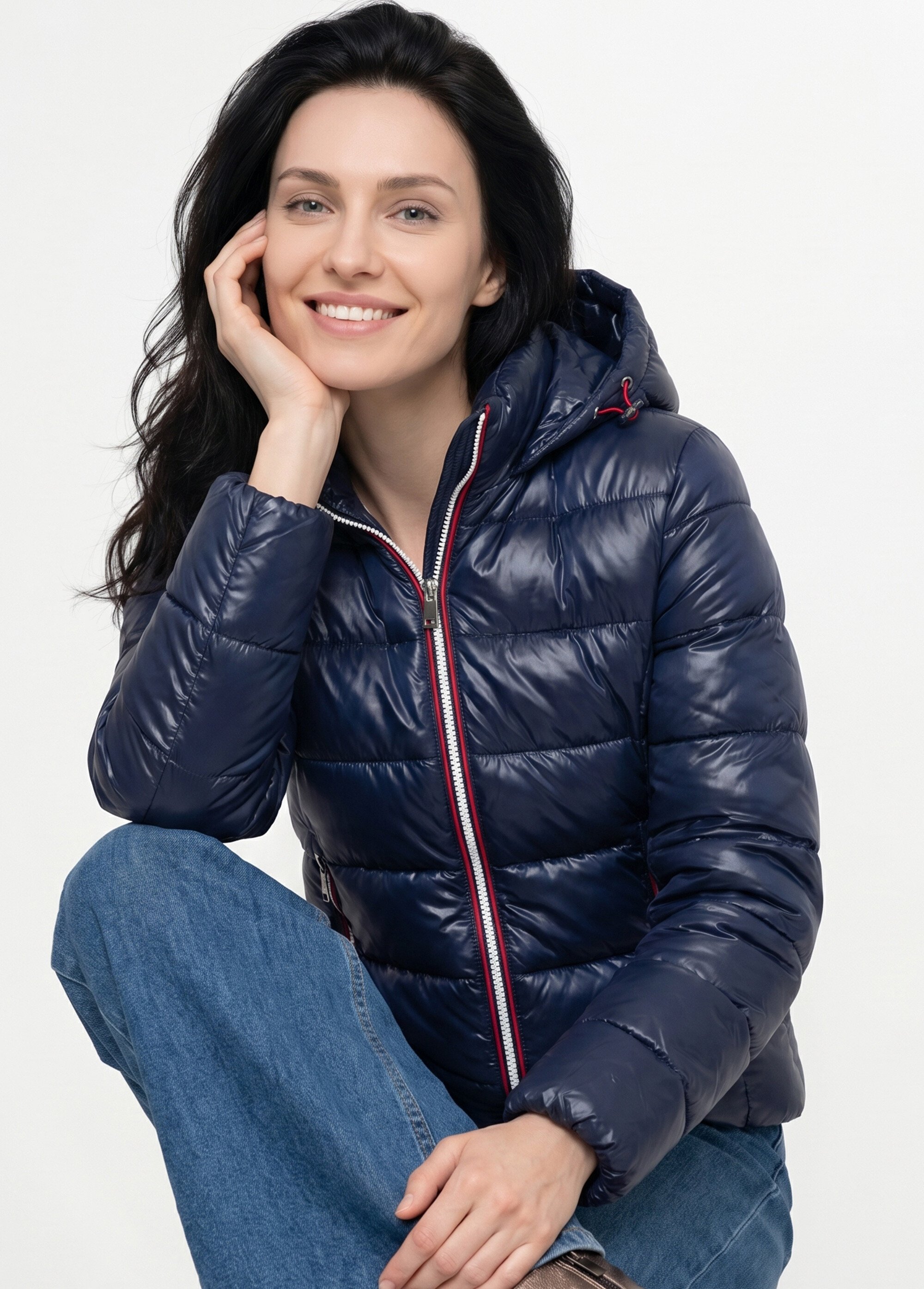 Doudoune courte déperlante irisée Femme Bleu LJ-23063 MV1