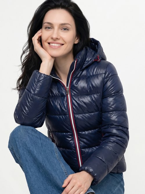 Doudoune courte déperlante irisée Femme Bleu LJ-23063 MV1