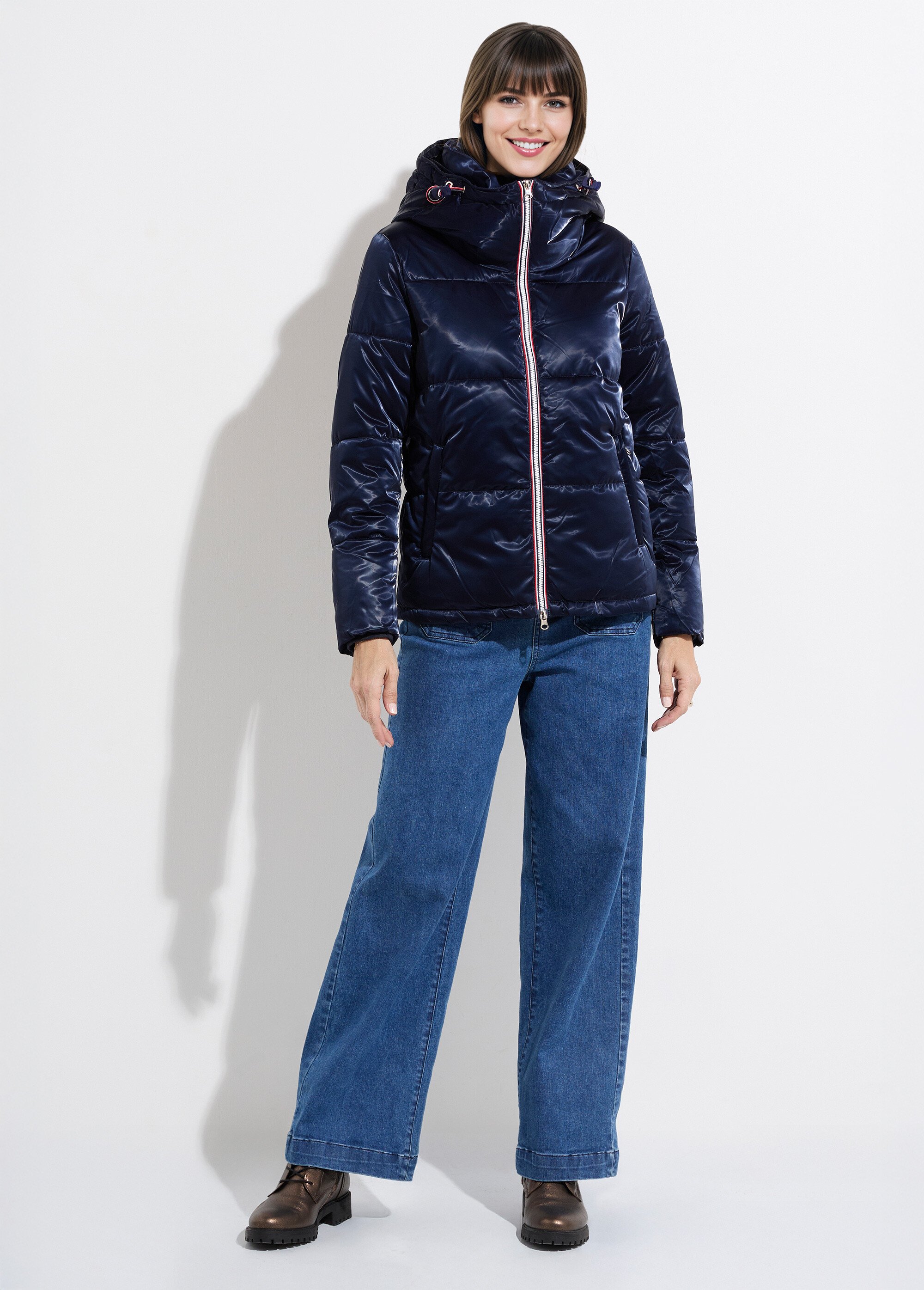 Doudoune courte déperlante irisée Femme Bleu LJ-23063 SF1