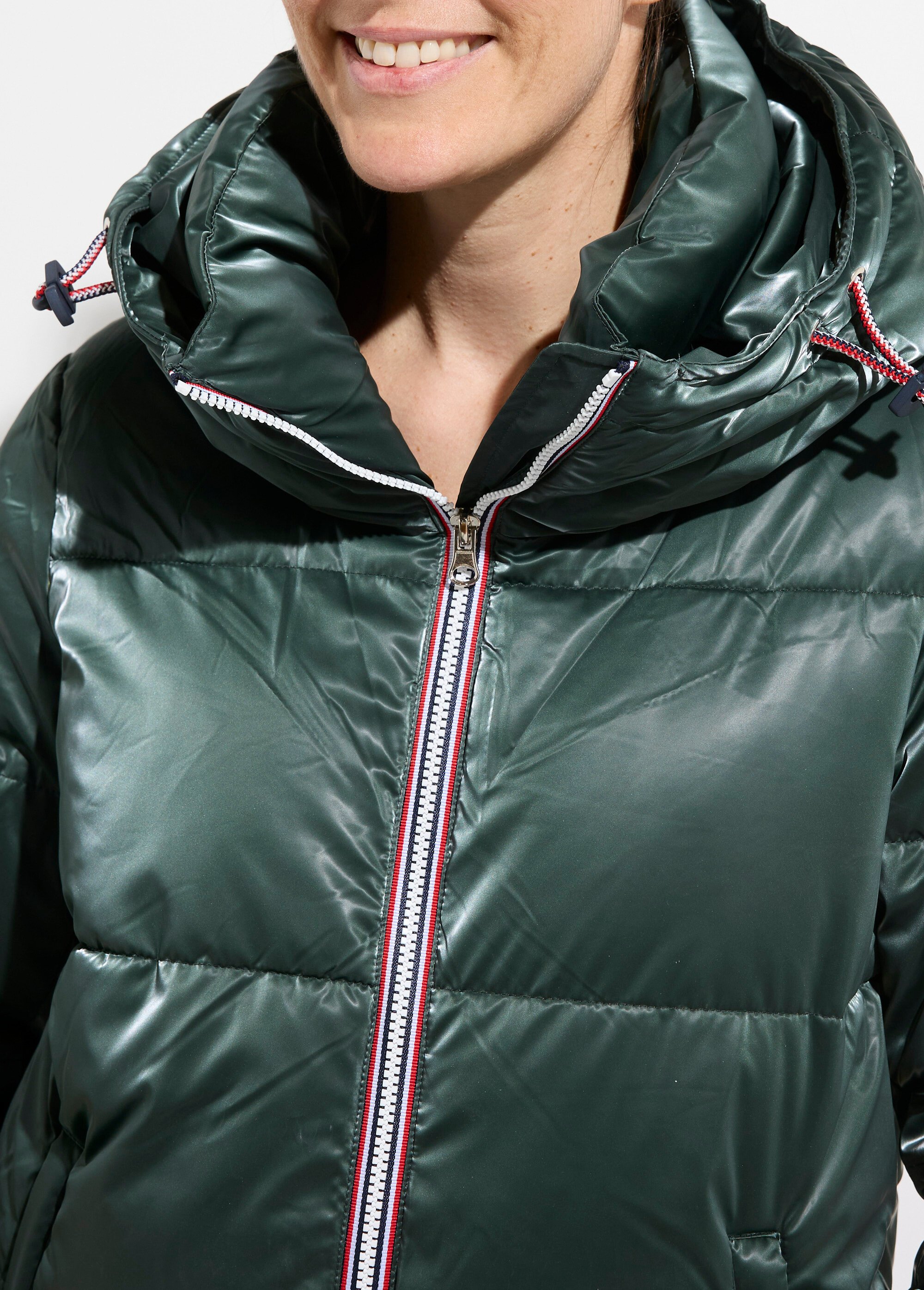 Doudoune courte déperlante irisée Femme Vert LJ-23063 DE1