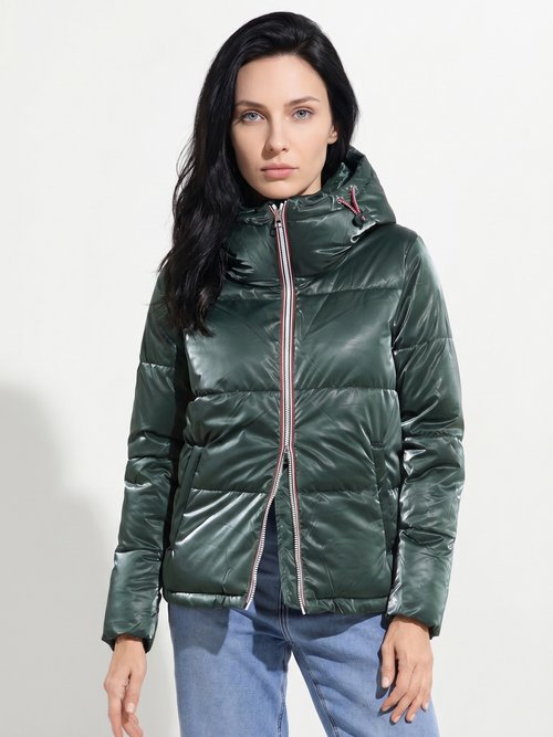 Doudoune courte déperlante irisée Femme Vert LJ-23063 FA1