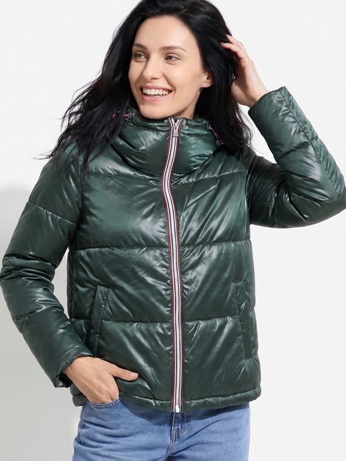 Doudoune courte déperlante irisée Femme Vert LJ-23063 MV1