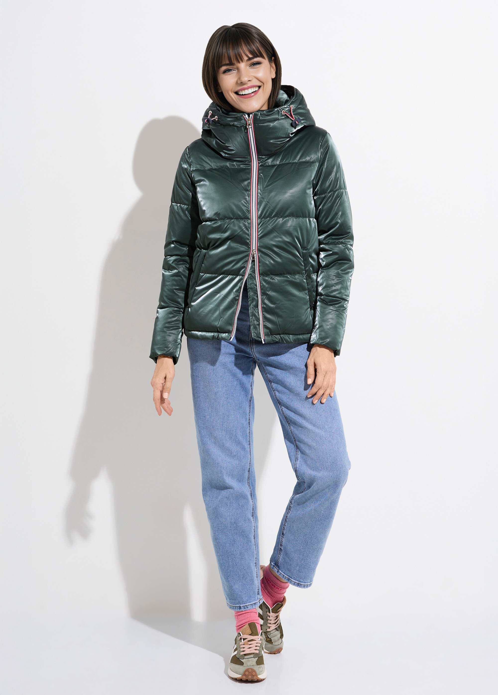 Doudoune courte déperlante irisée Femme Vert LJ-23063 SF1