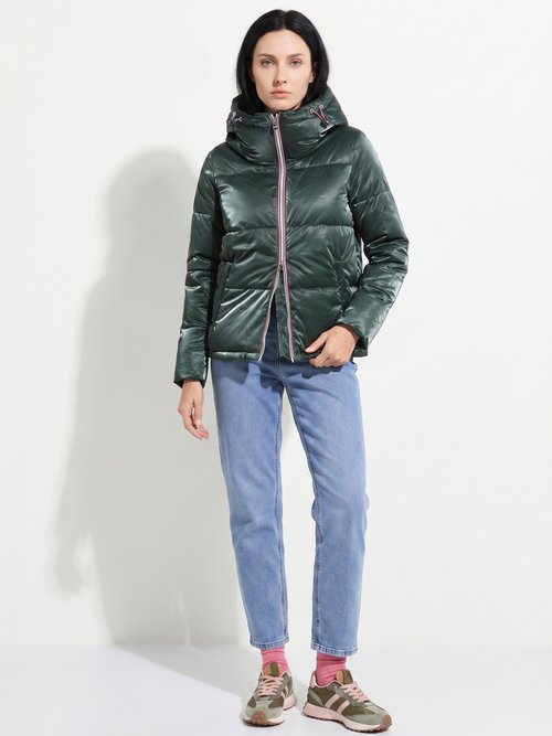 Doudoune courte déperlante irisée Femme Vert LJ-23063 SI1