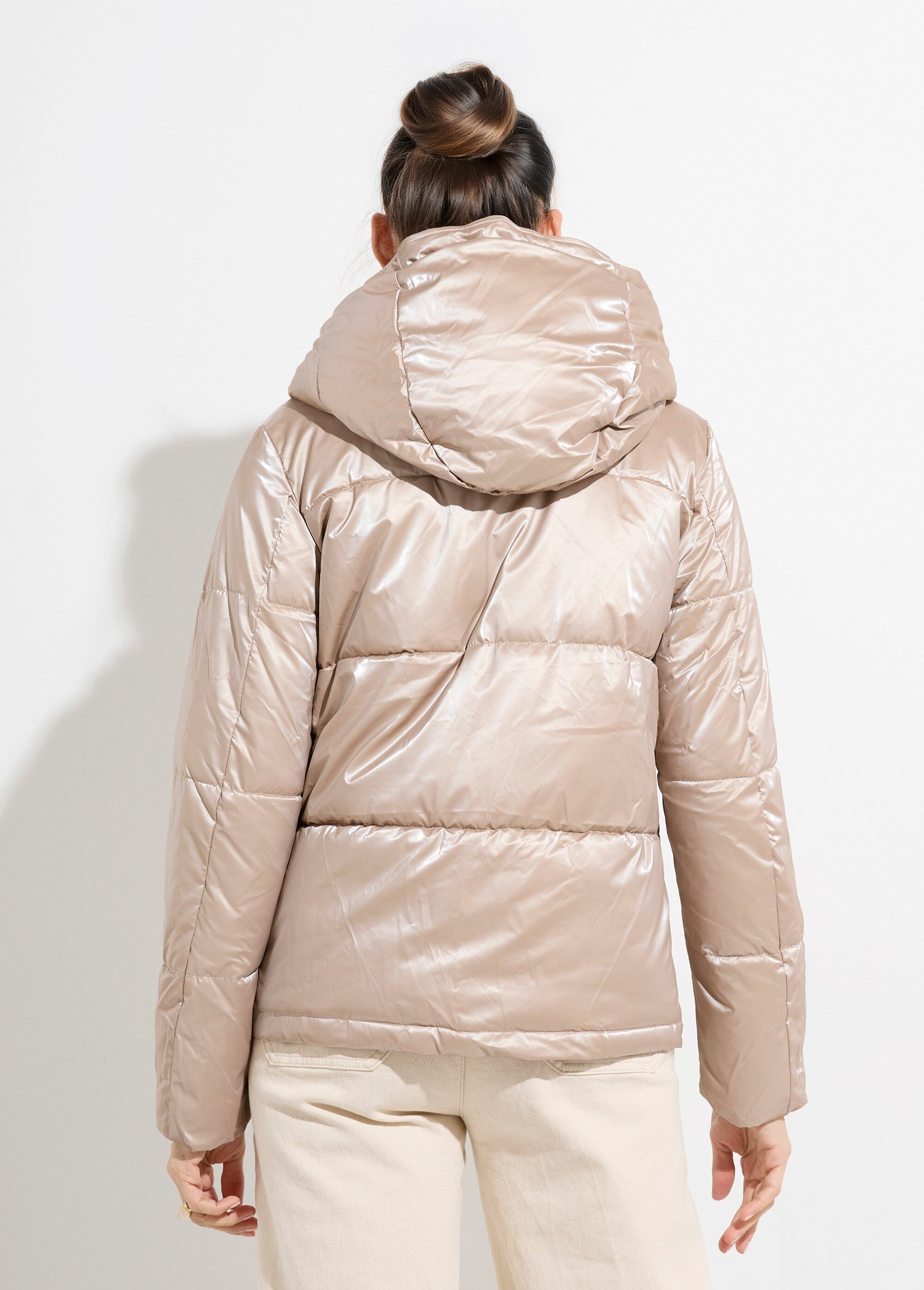 Doudoune courte déperlante irisée Femme Doré LJ-23063 DO1