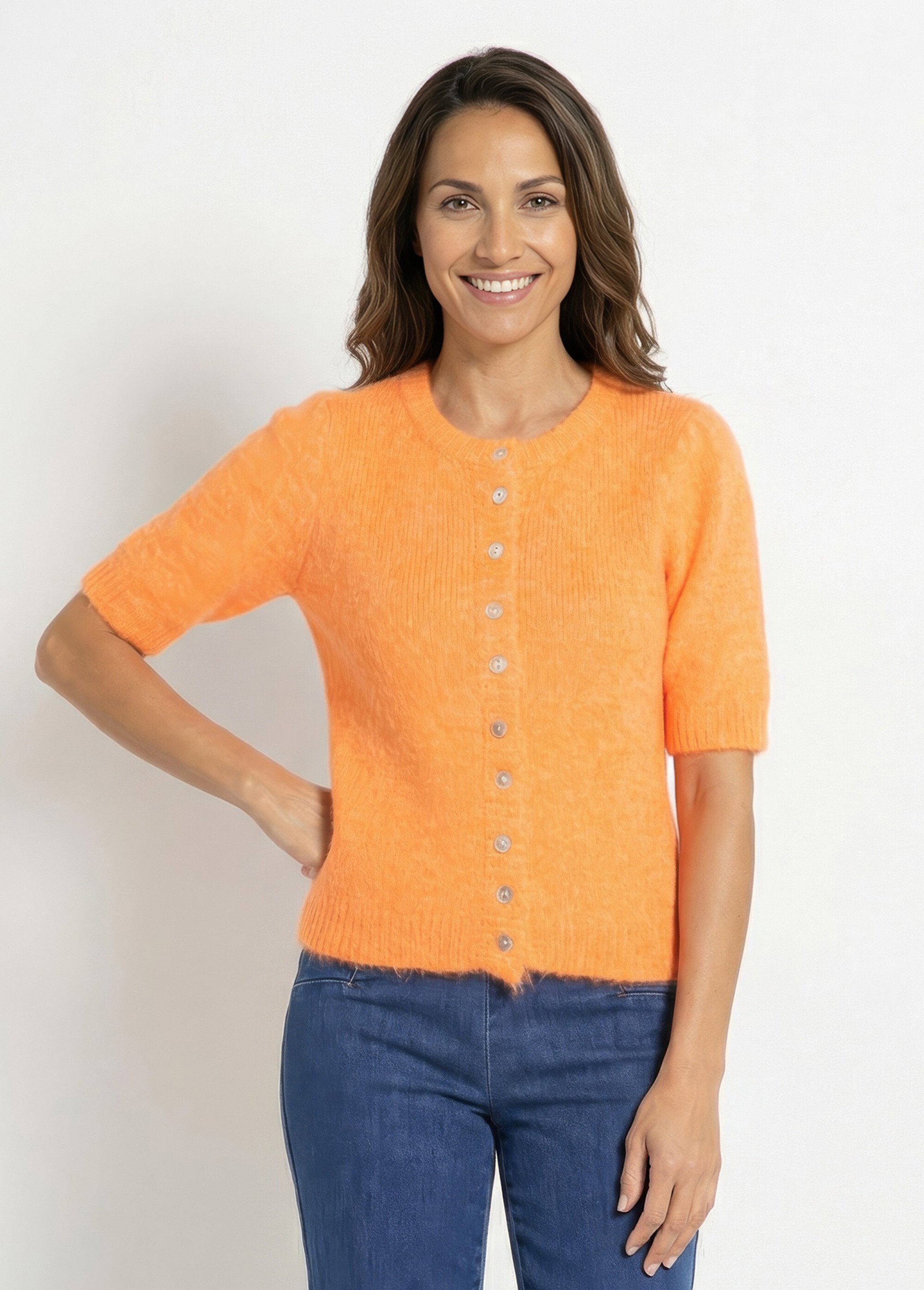 Gilet à manches courtes avec laine Femme Orange IA-AR990 FA1