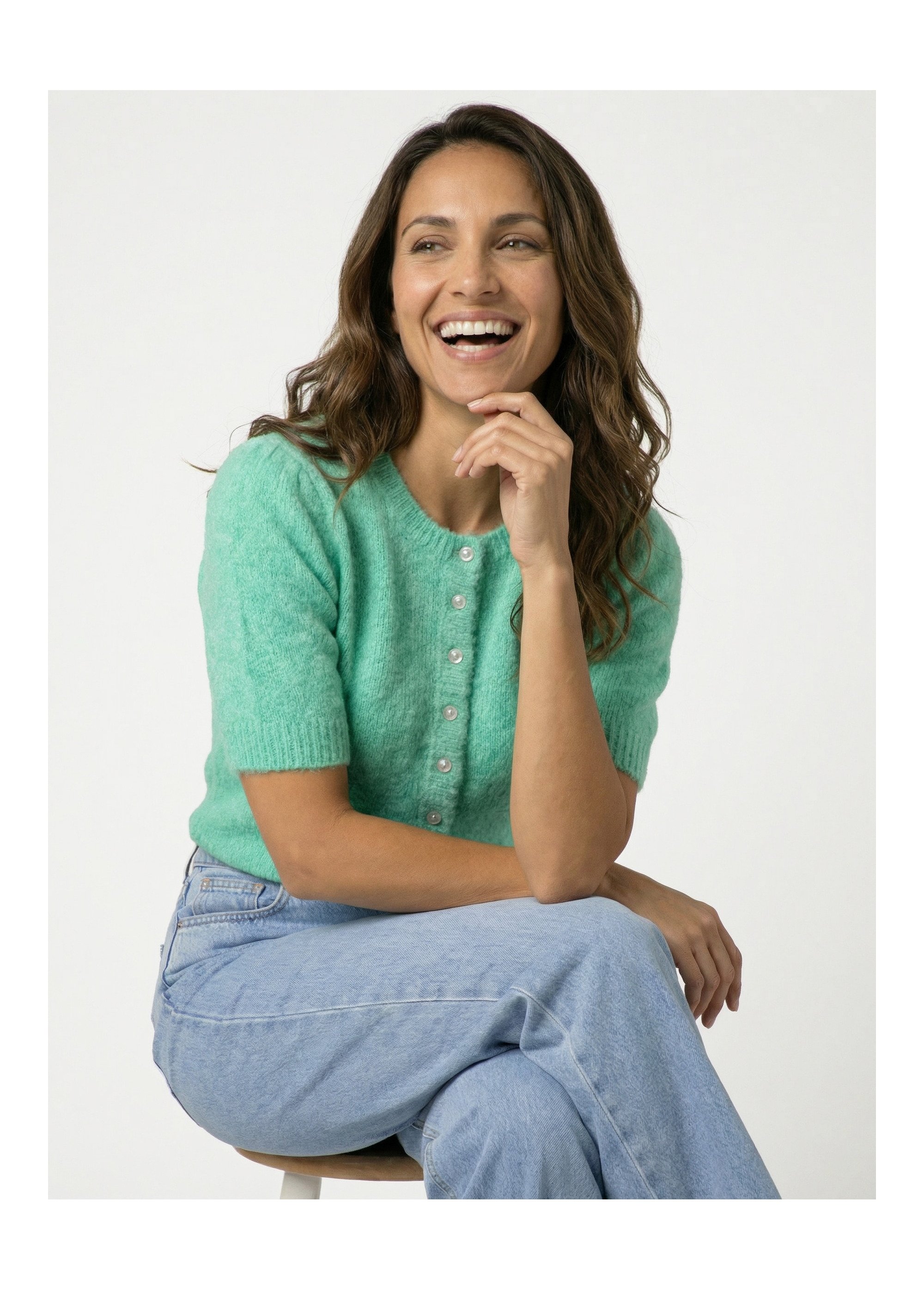 Gilet à manches courtes avec laine Femme Vert IA-AR990 MV1