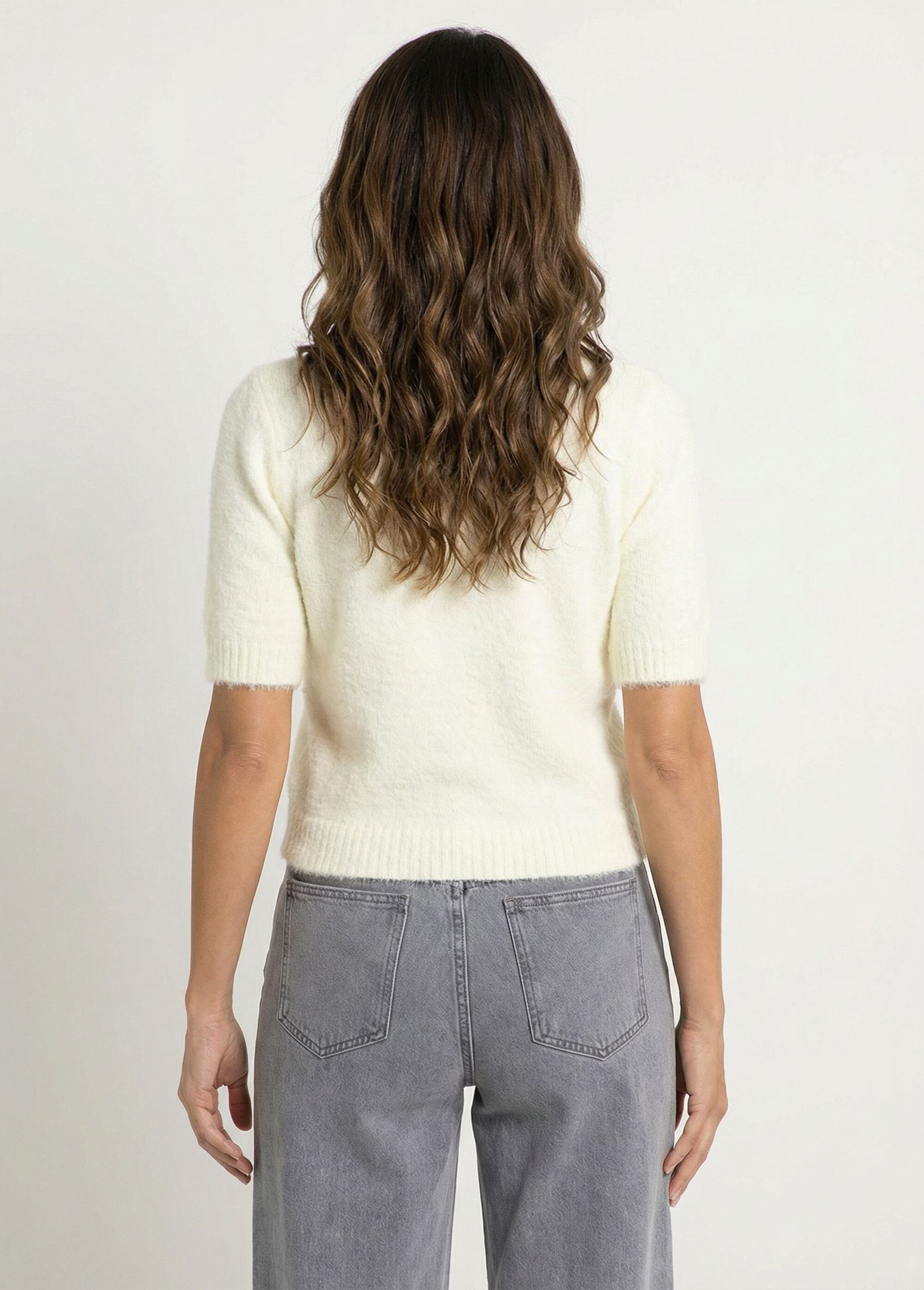 Gilet à manches courtes avec laine Femme Jaune IA-AR990 DO1