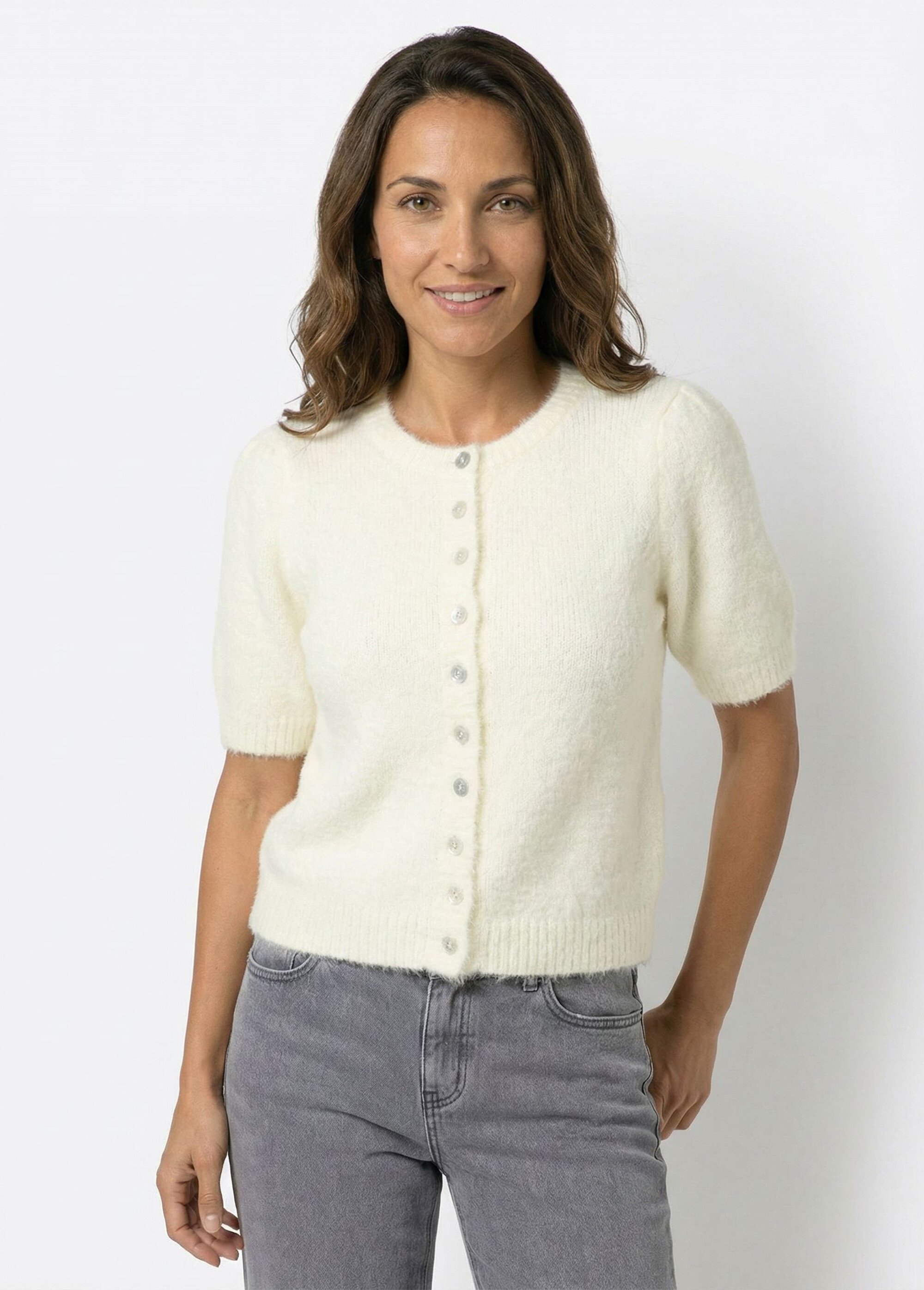 Gilet à manches courtes avec laine Femme Jaune IA-AR990 FA1