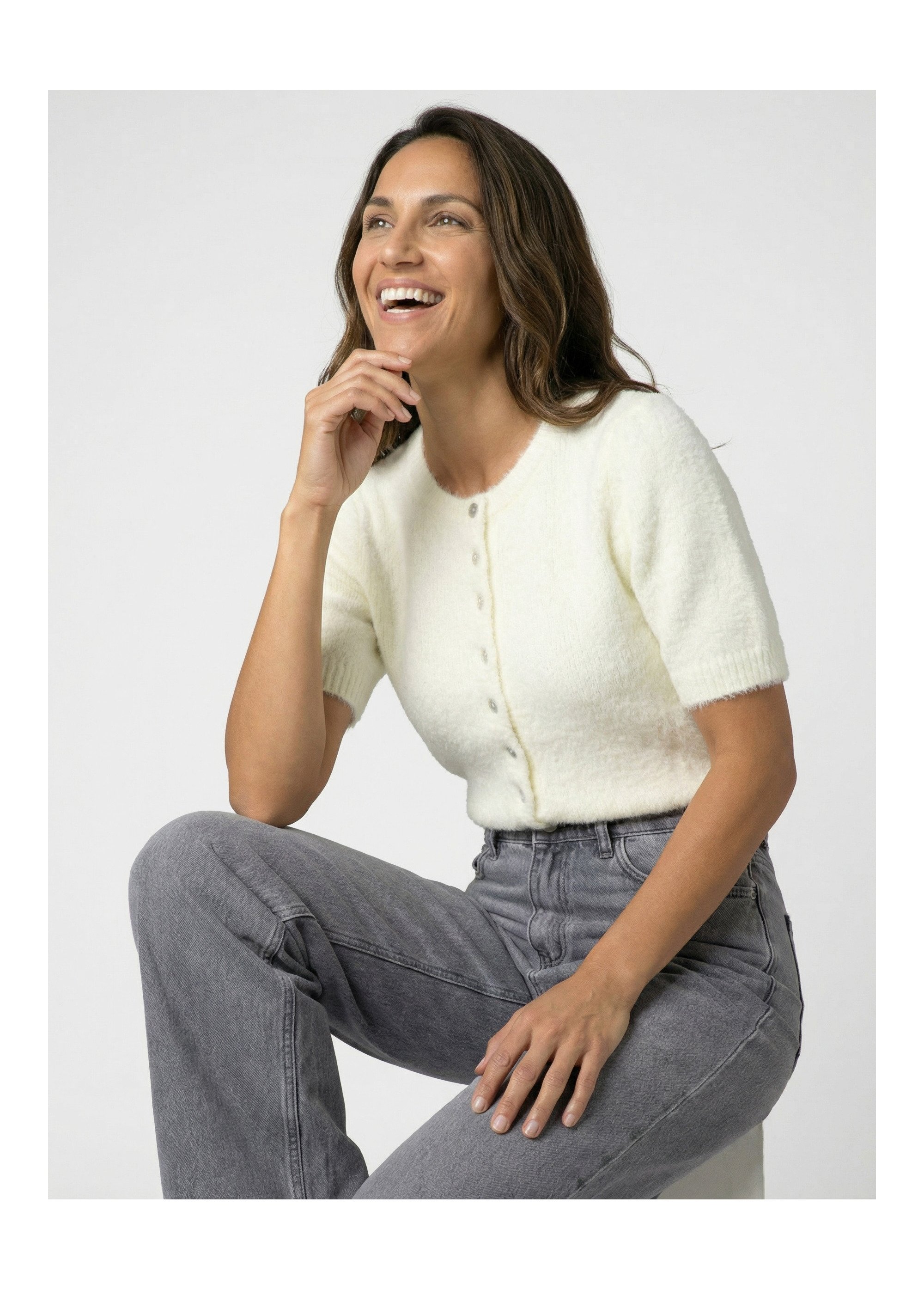 Gilet à manches courtes avec laine Femme Jaune IA-AR990 MV1