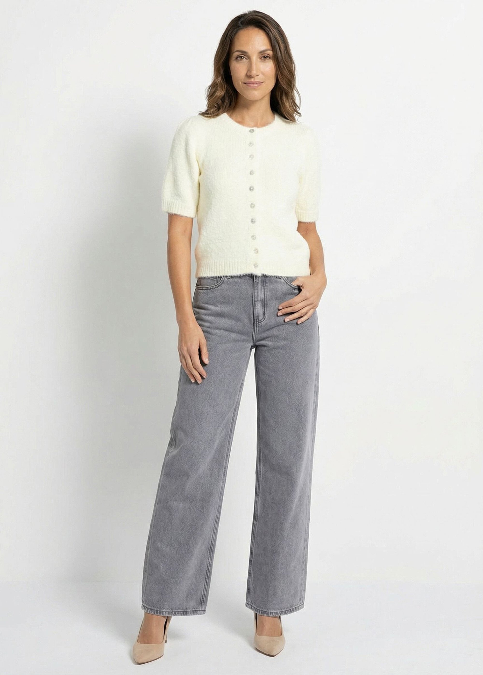 Gilet à manches courtes avec laine Femme Jaune IA-AR990 SF1