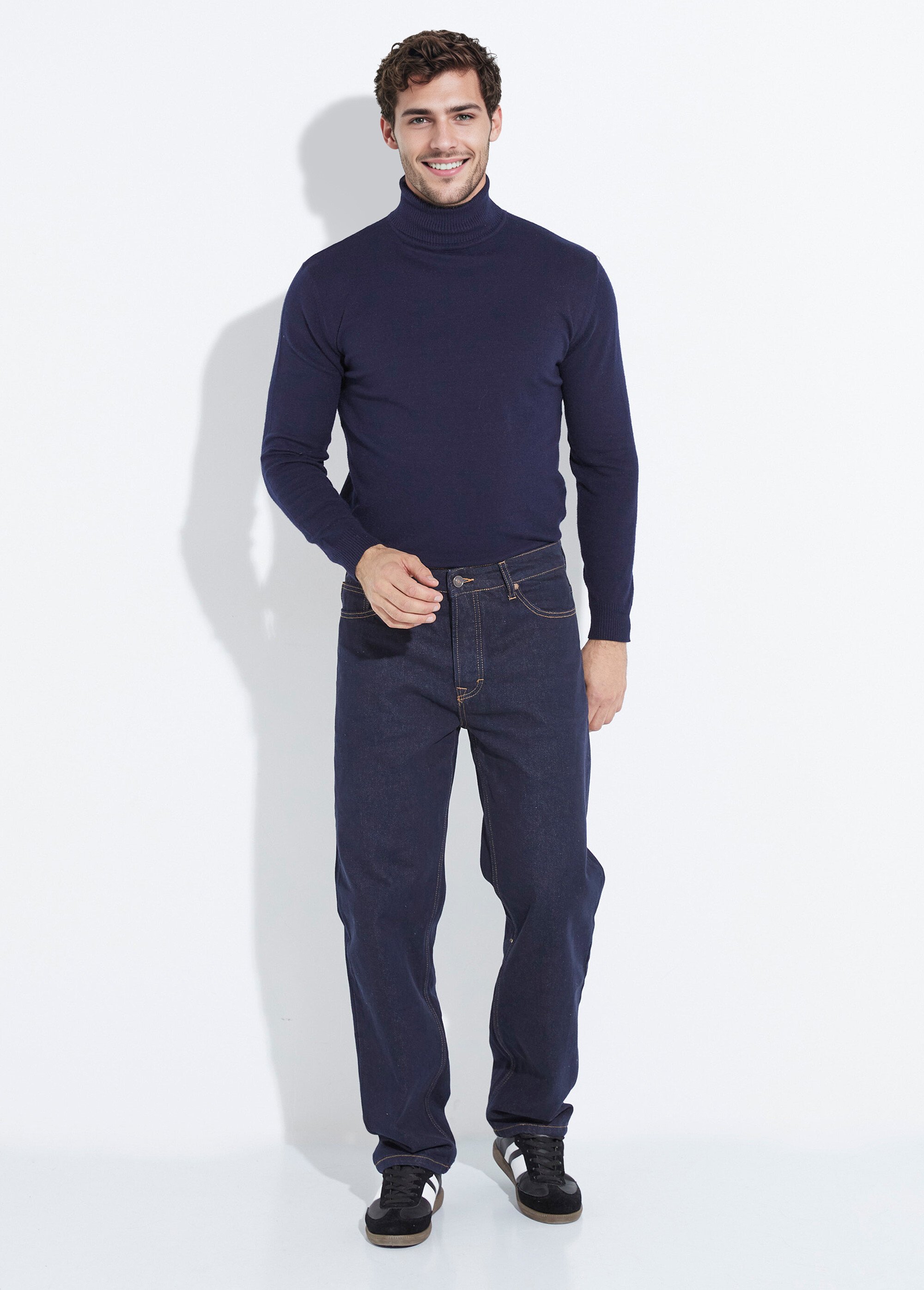 Jean denim 5 poches bas resserré, brut Homme Bleu LYS10009 SF1