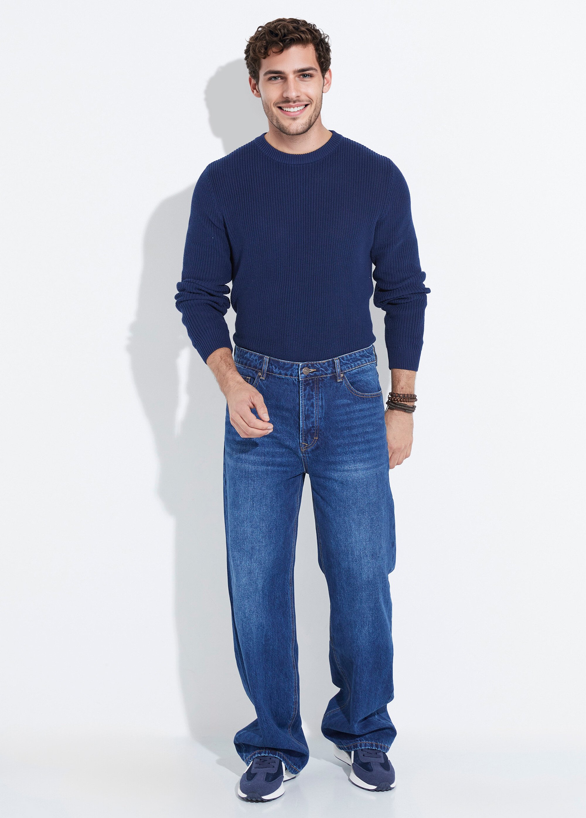 Jean denim coupe large style baggy, stone Homme Bleu LYSJF-019 SF1