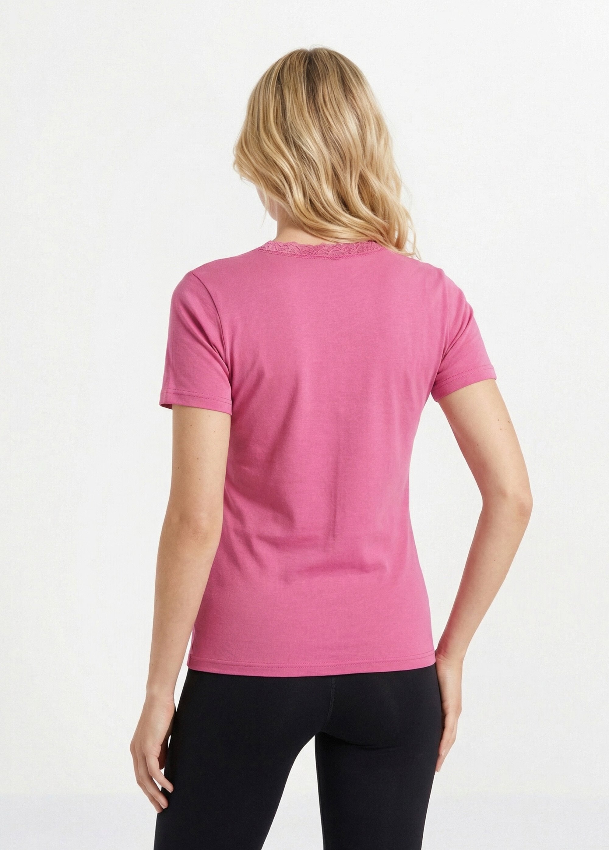 Maillot de corps manches courtes dentelle Femme Rose VARESSE DO1